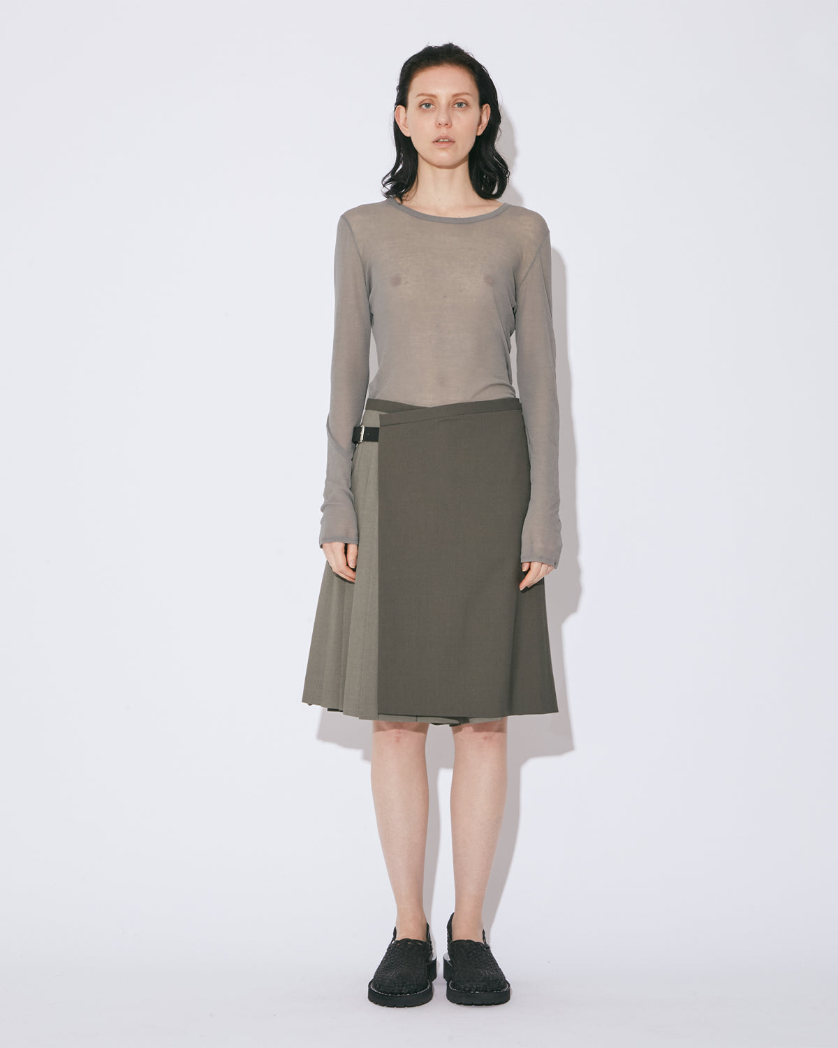 Light Wool Tropical Uniform Kilt Pants - Olive