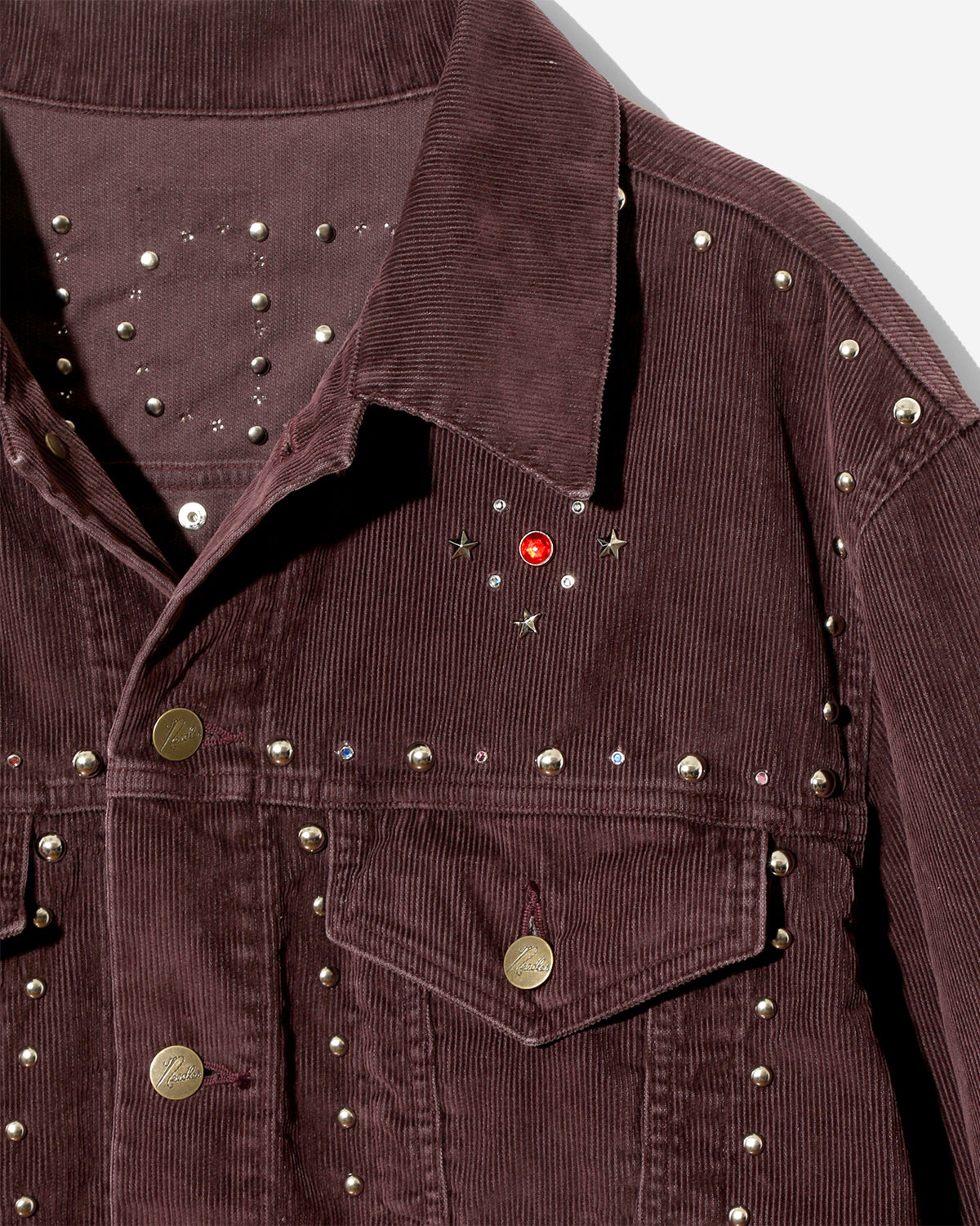 Studded Jean Jacket - 14W Corduroy - Burgundy