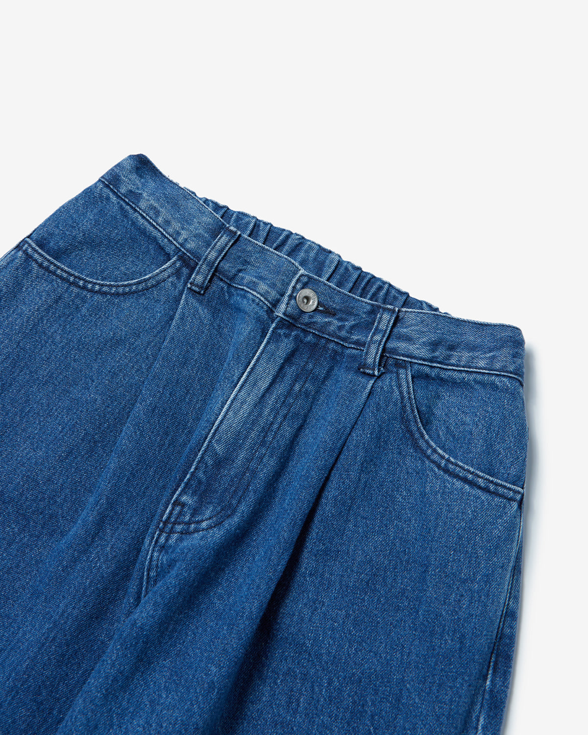 Womens Japanese Denim Tuck Straight Pants - Indigo