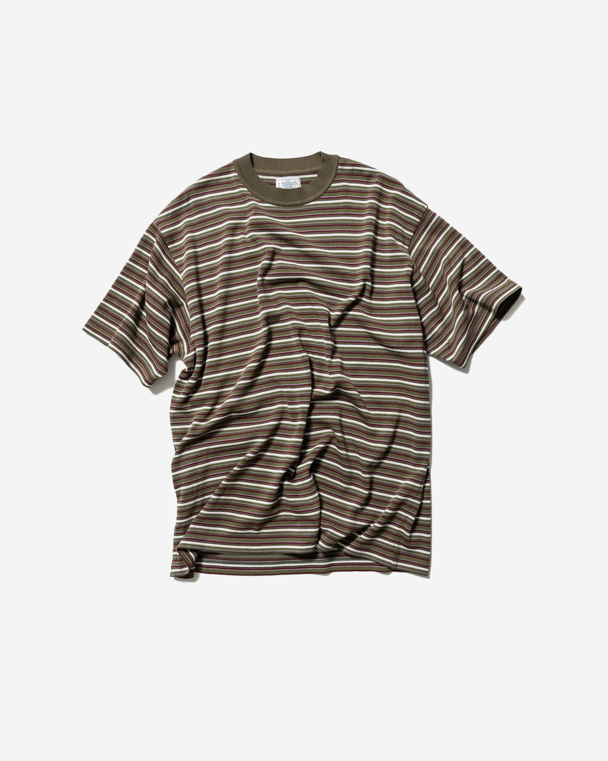 Unlikely Border Knit Tee - Olive/Bordeaux