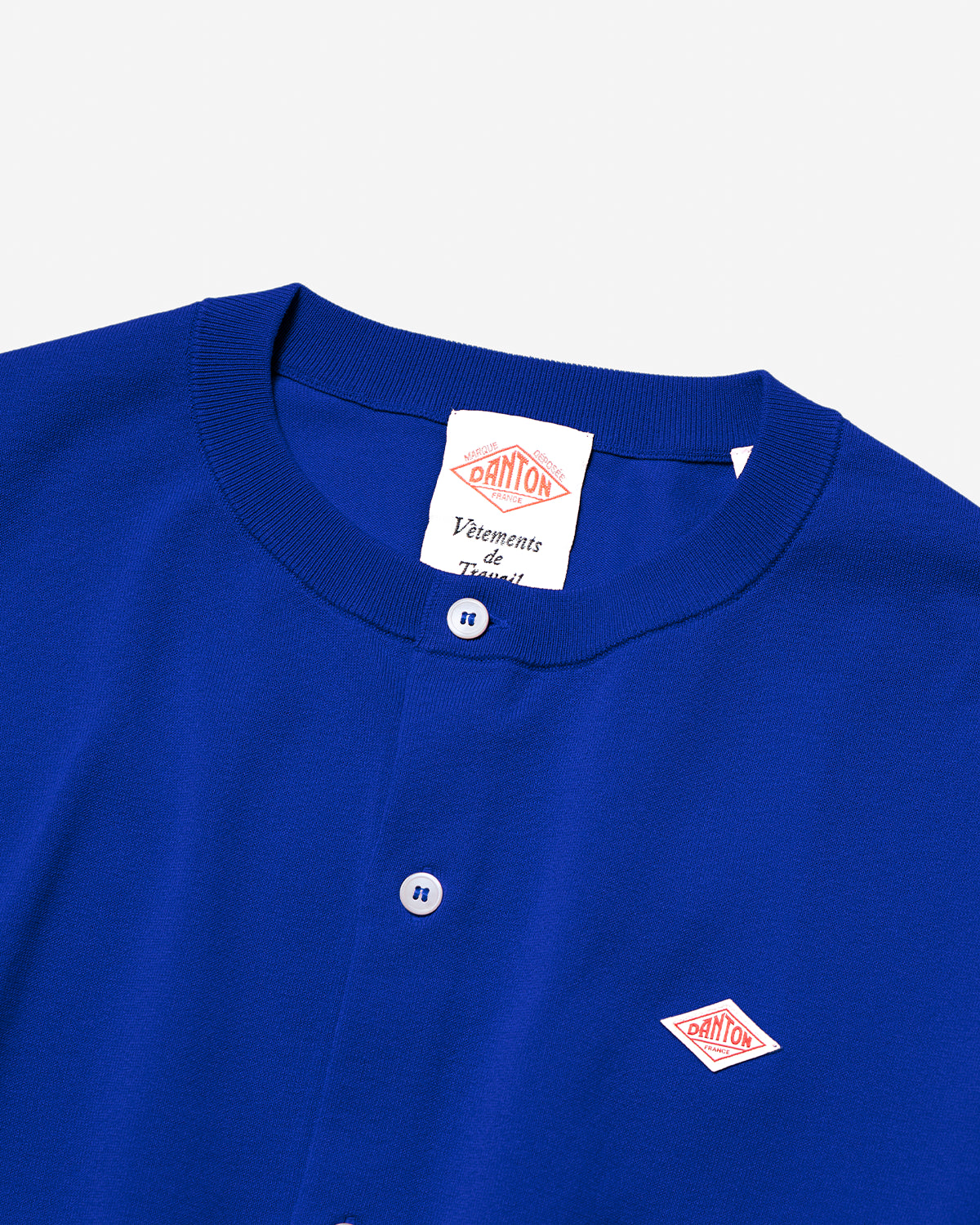 Womens Jersey Knit Crew Neck Cardigan - Blue
