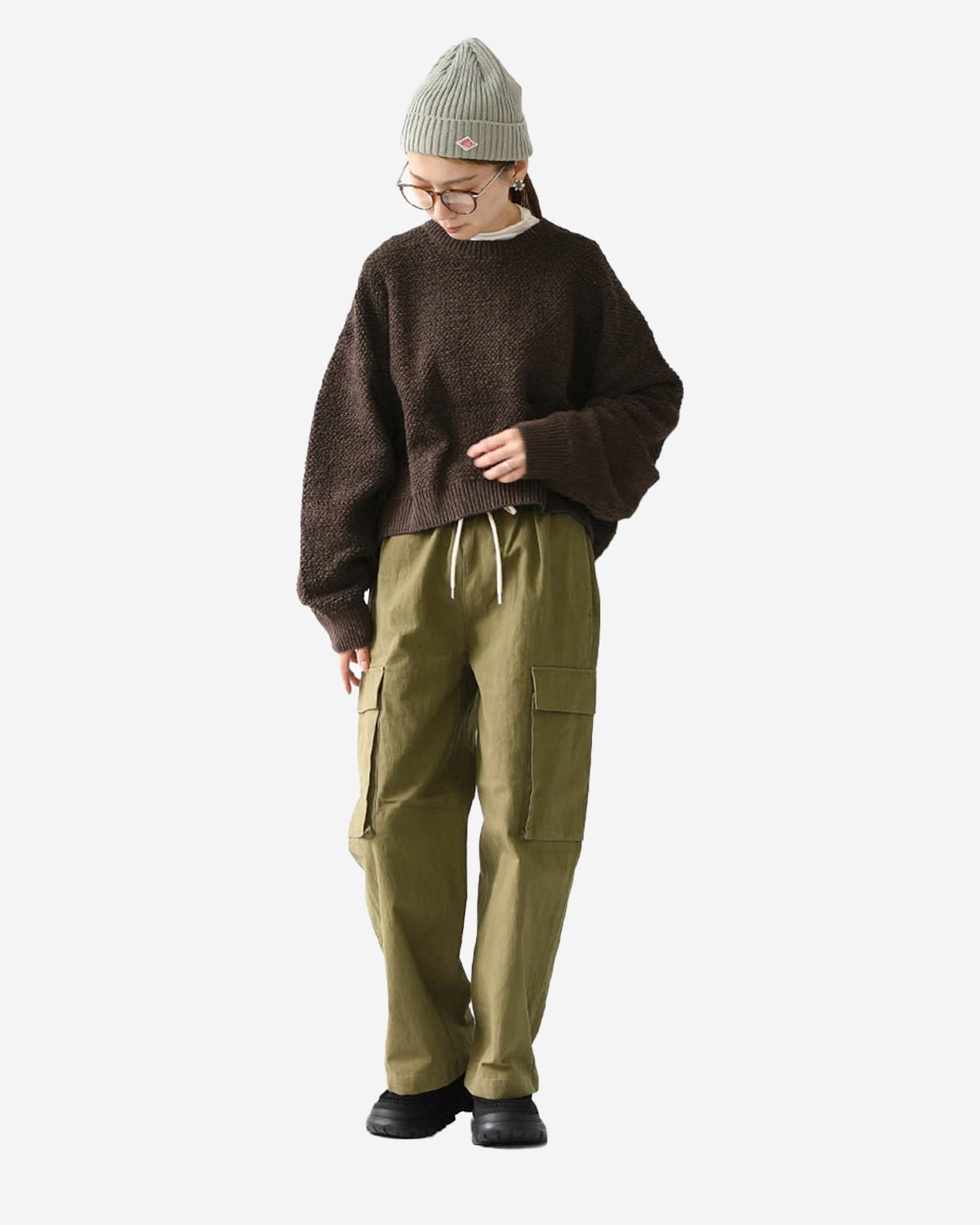 Mens Peach Skin Cargo Pants - Olive