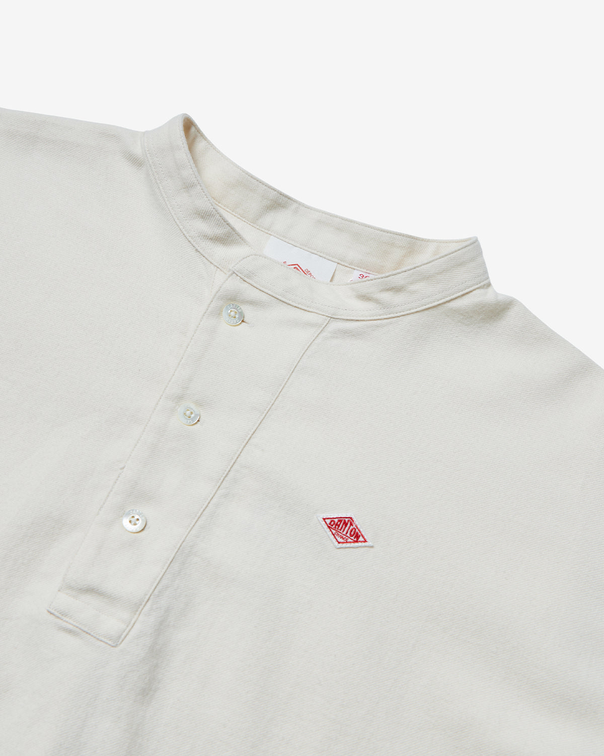 Womens Cotton Washer Henley Neck Shirt - Ivory