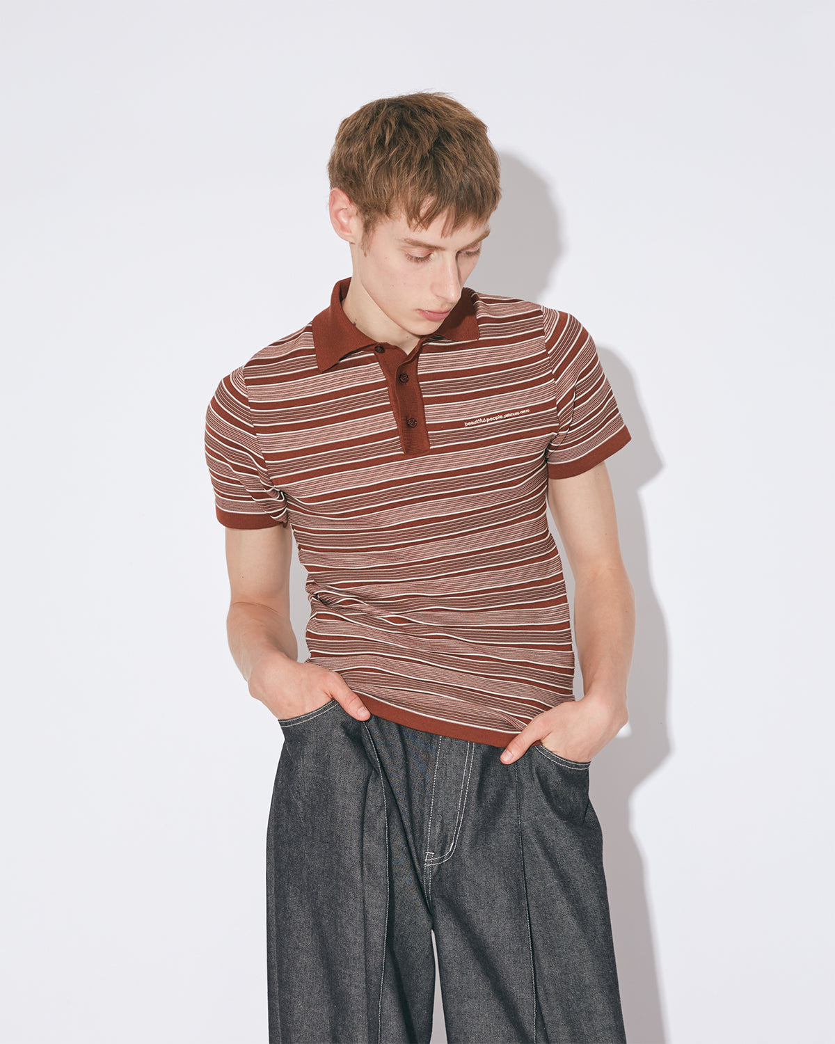 Kids Multi Stripe Polo Pullover - Brown