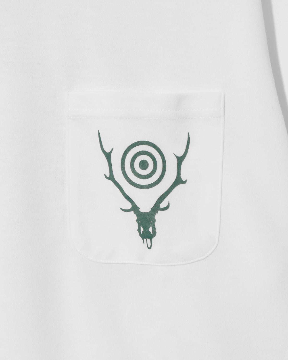 L/S Round Pocket Tee - Circle Horn - White