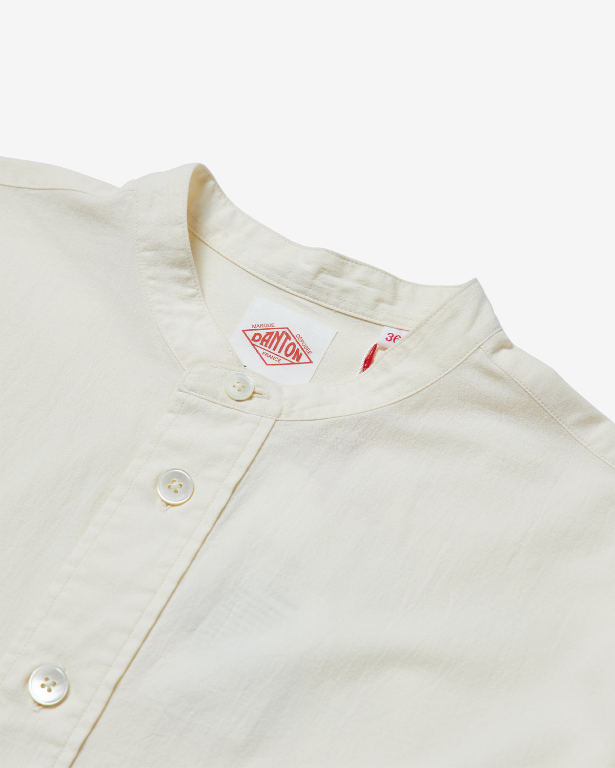 Womens Poplin Band Collar Tunic Shirt - Ivory