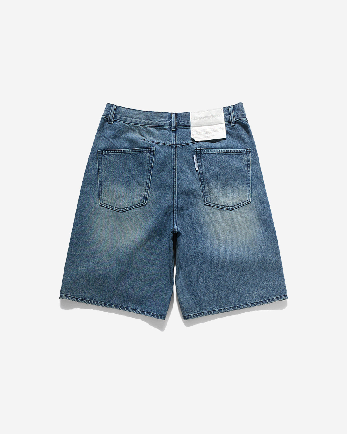 Curved Wide Denim Shorts - Dark Blue