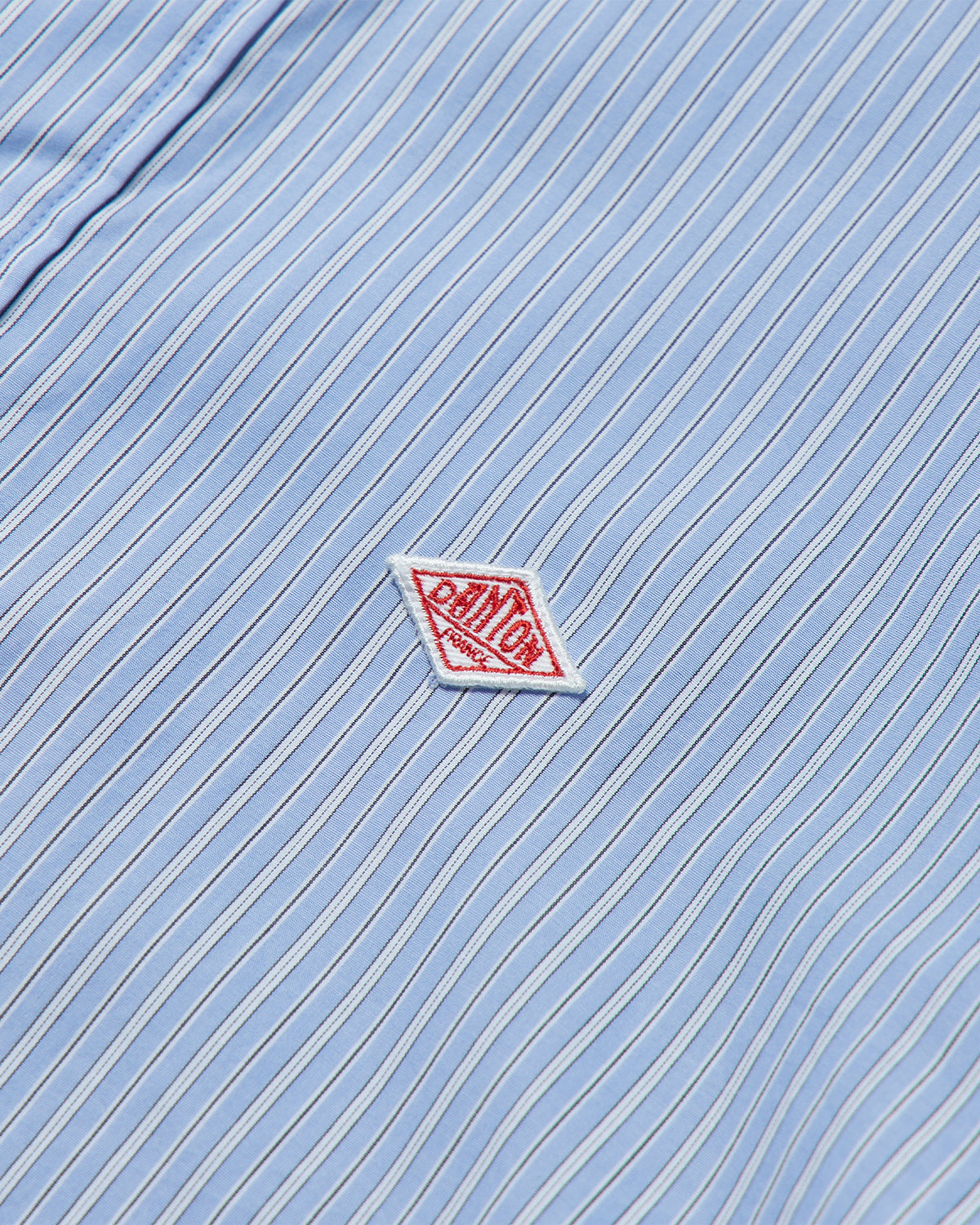 Womens Poplin Band Collar Tunic Shirt - Sax Blue Stripe