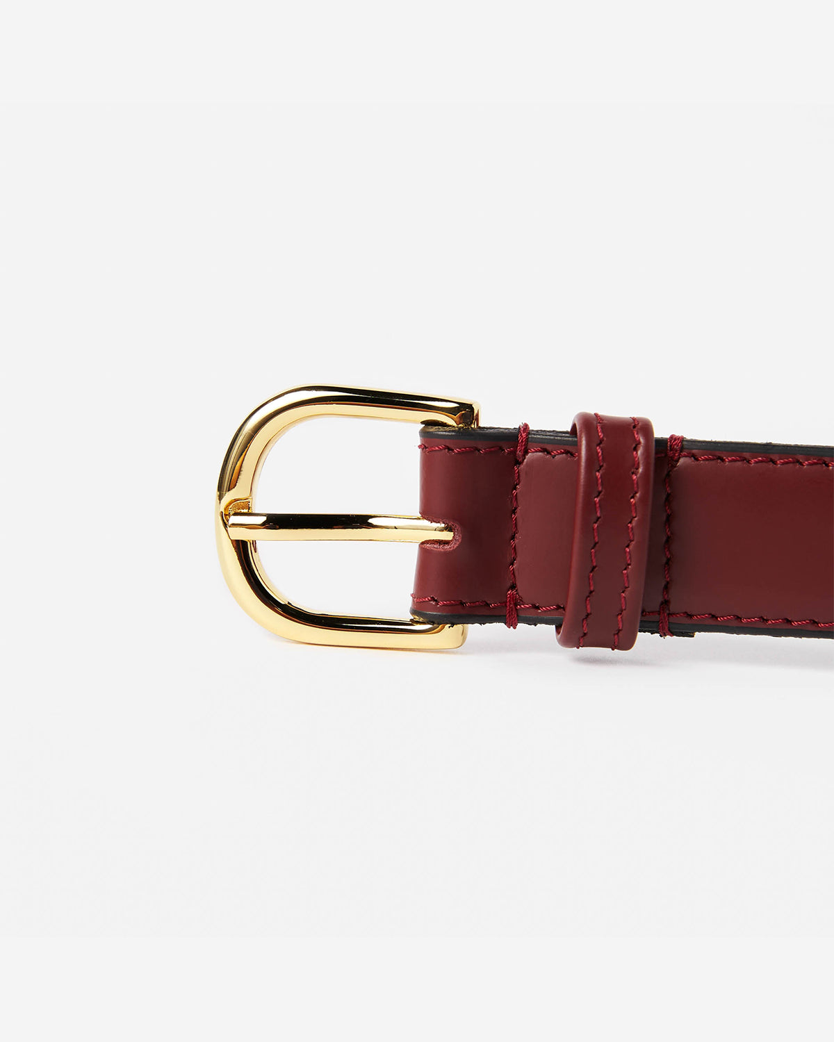 Slim Leather Belt - Burgundy