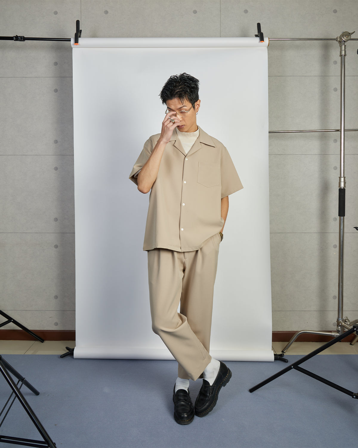 Gilling Shirt - Tropical Collar - 4 Way Stretch Short Sleeve - Khaki