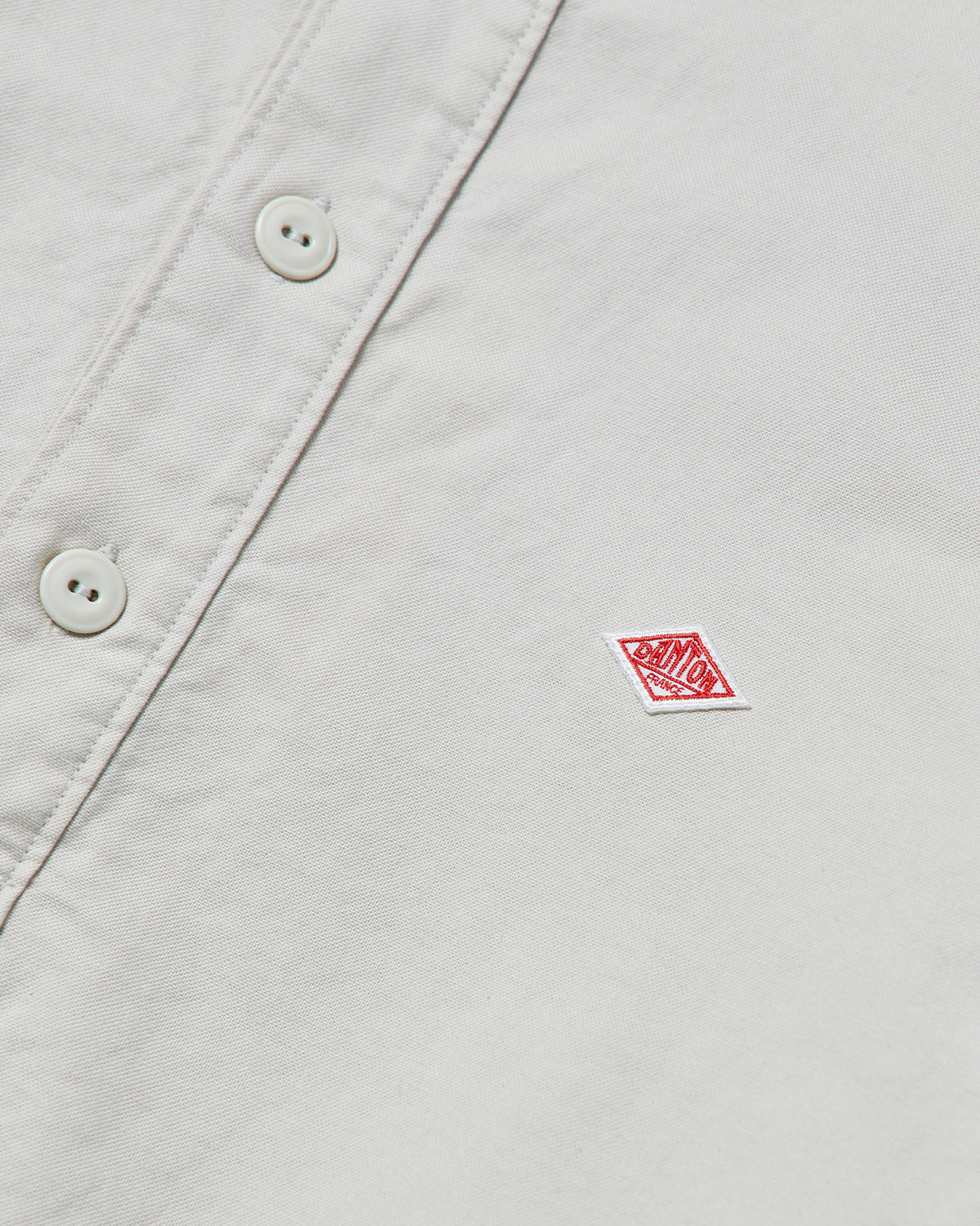 Mens Oxford Round Collar Pullover Shirt Plain - Oyster