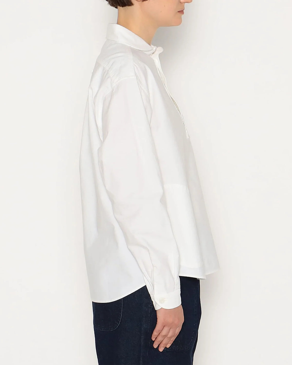 Womens Oxford Round Collar Pullover Shirt - White