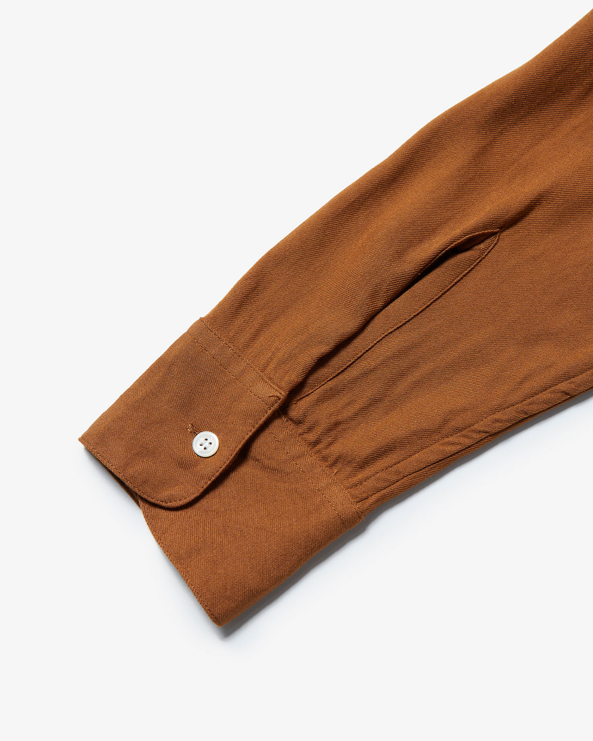 Rose Embroidery Open Collar Shirt - Walnut