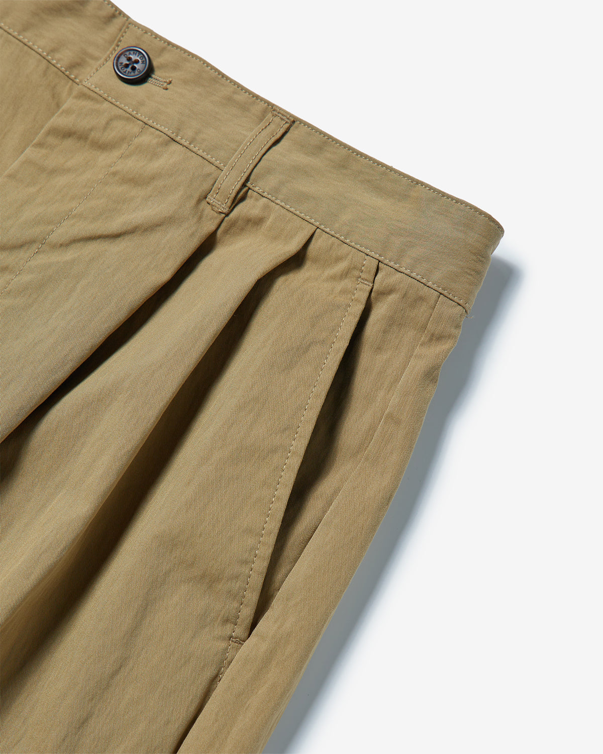 Mens CN Twill Double Pleated Easy Pants - Dk.Beige