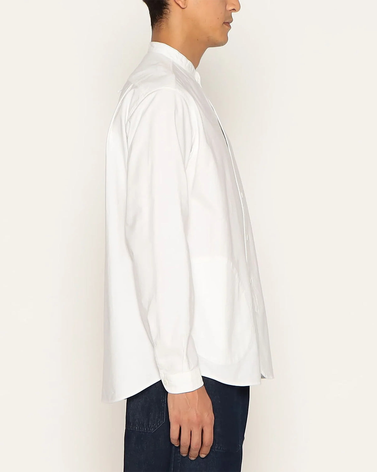 Mens Oxford Band Collar Shirt - White