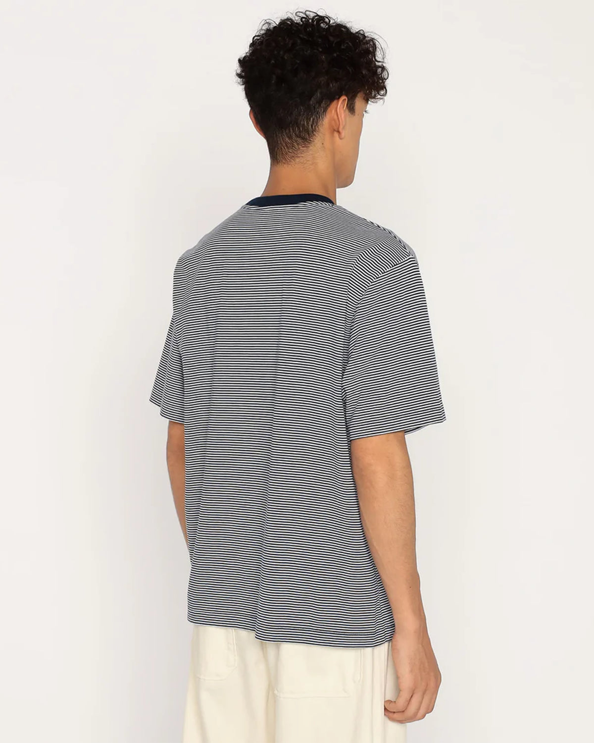 Mens Short Sleeve Inner T-shirt Stripe - NavyxWhite