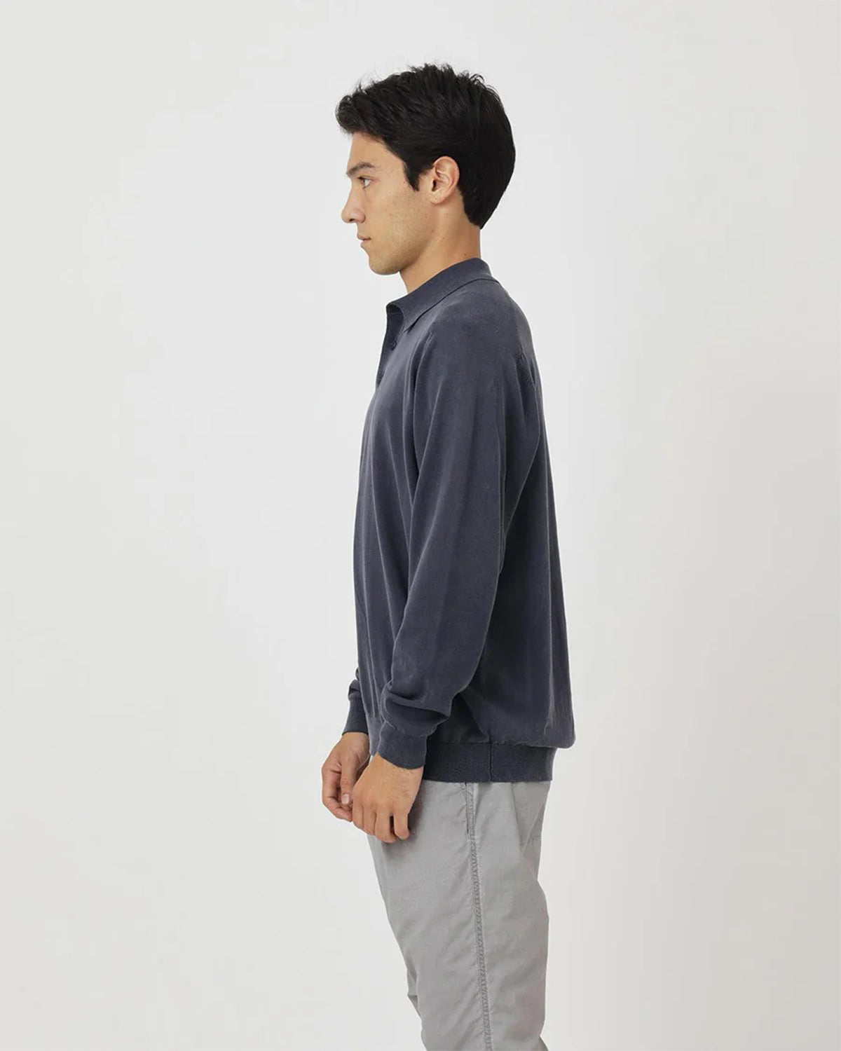 Dweller Polo Sweater Cotton Yarn - Navy