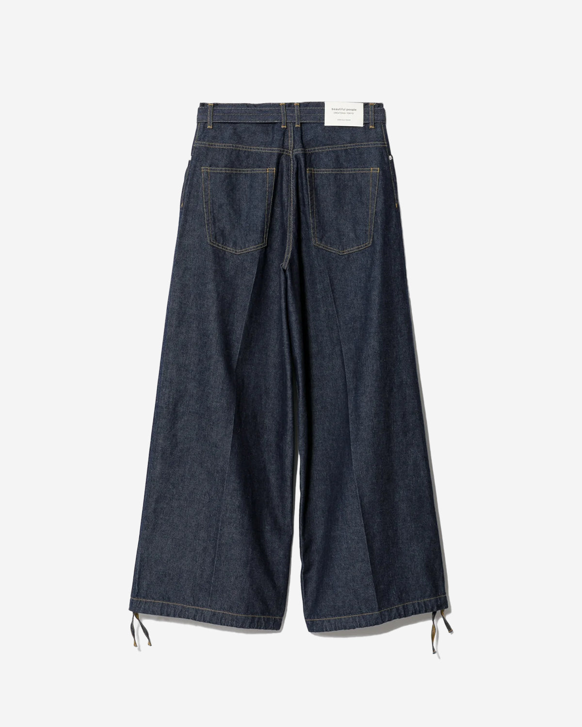 Left Hand Twill Denim One Tuck Wide Pants - Indigo