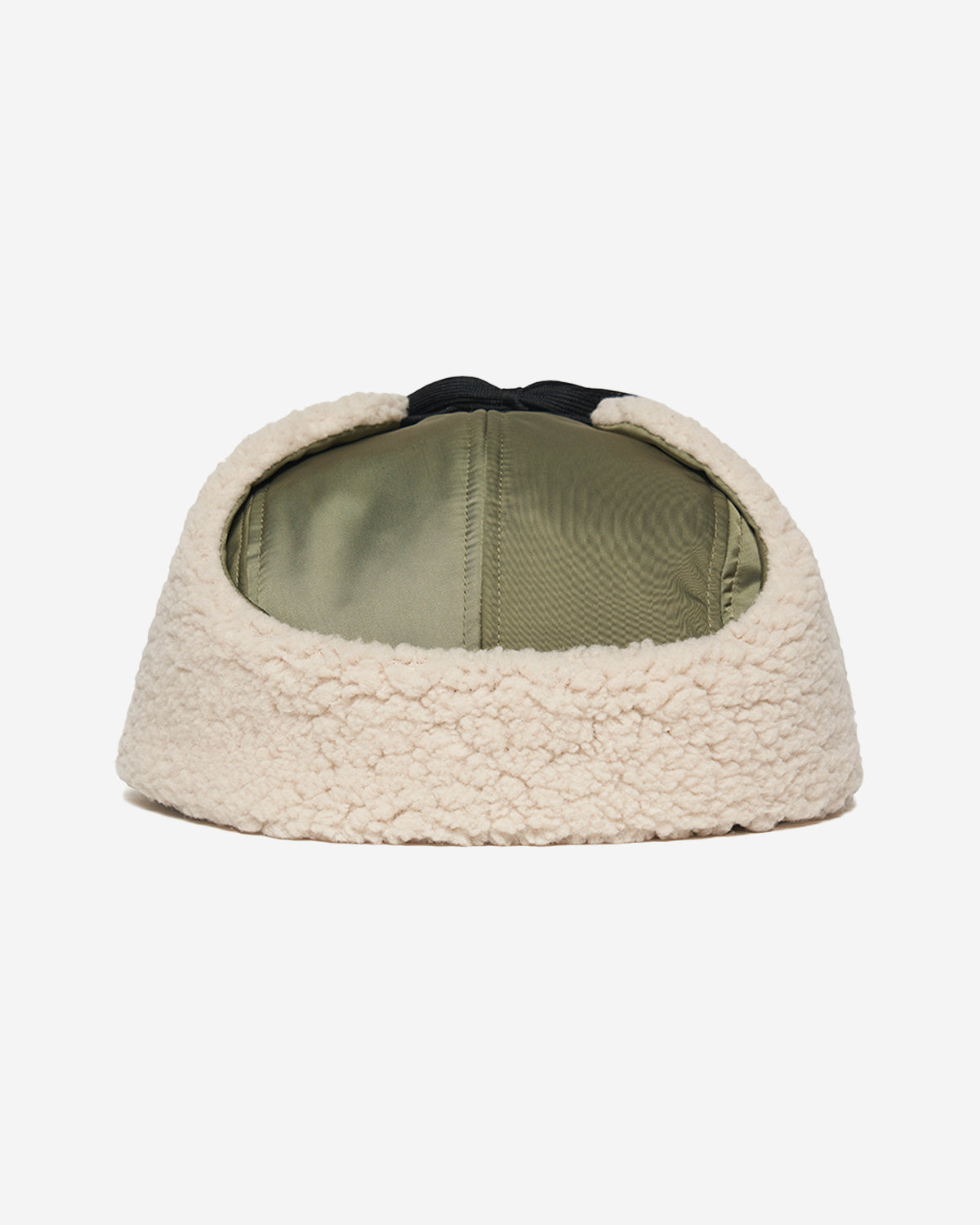 Satin Boa Earflap Cap - Olive