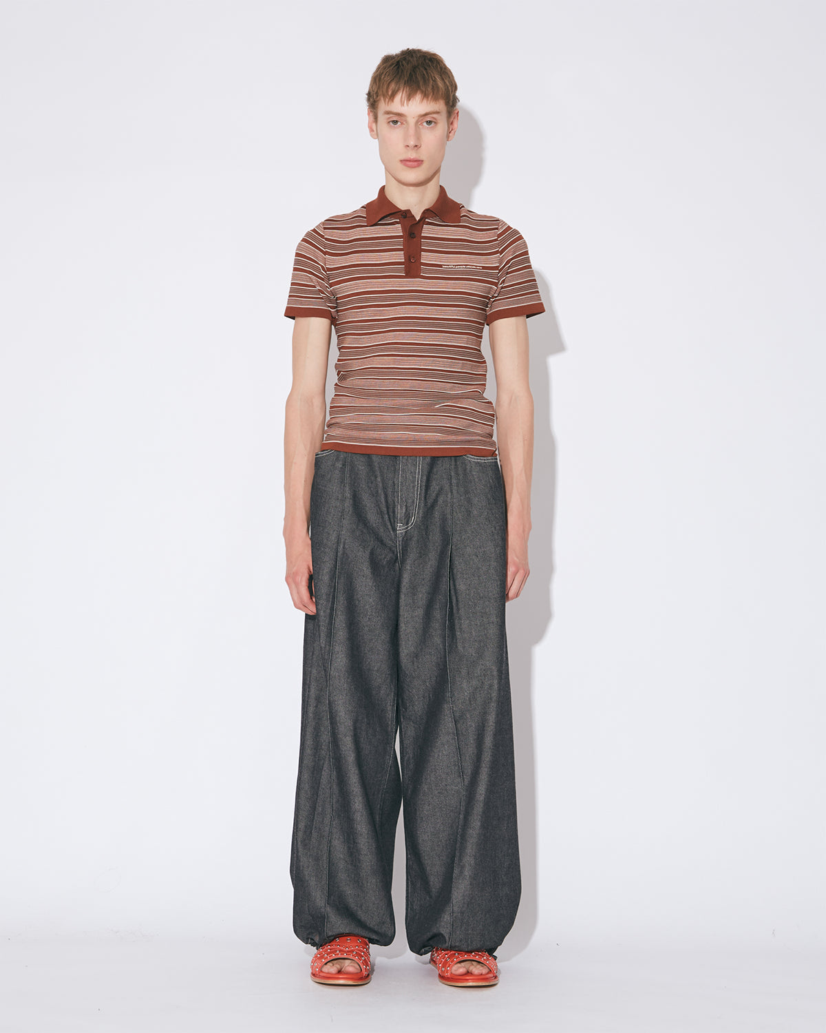 Kids Multi Stripe Polo Pullover - Brown