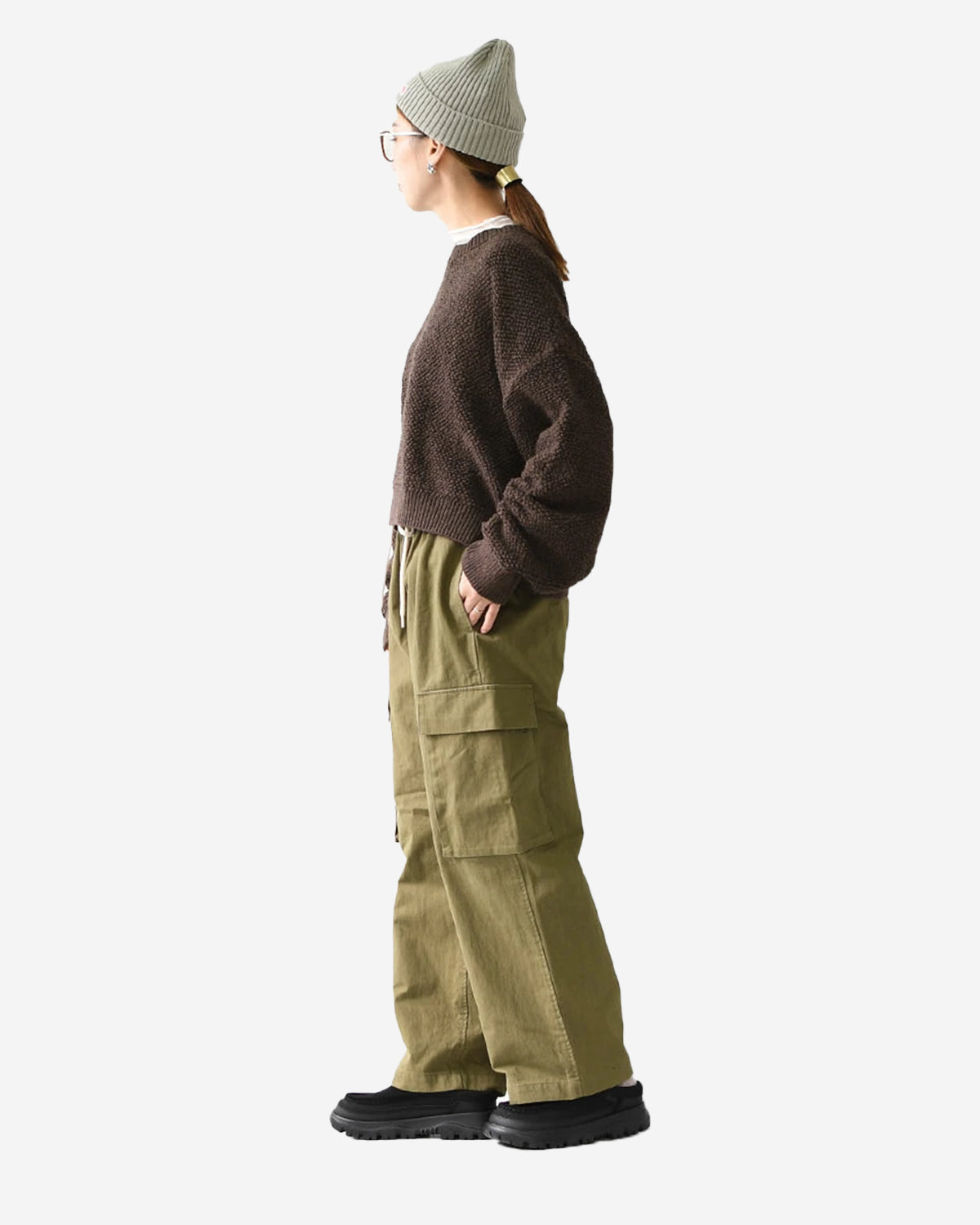 Mens Peach Skin Cargo Pants - Olive