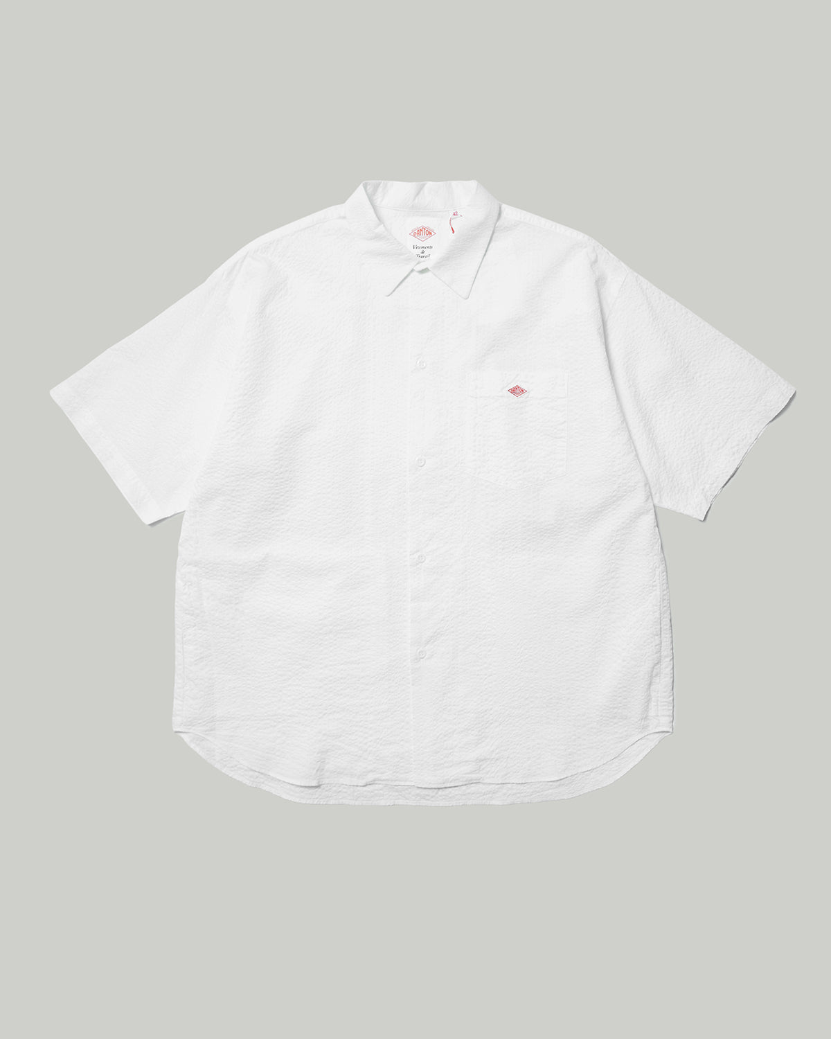 Mens Seersucker Short Sleeve Work Shirt - Off White