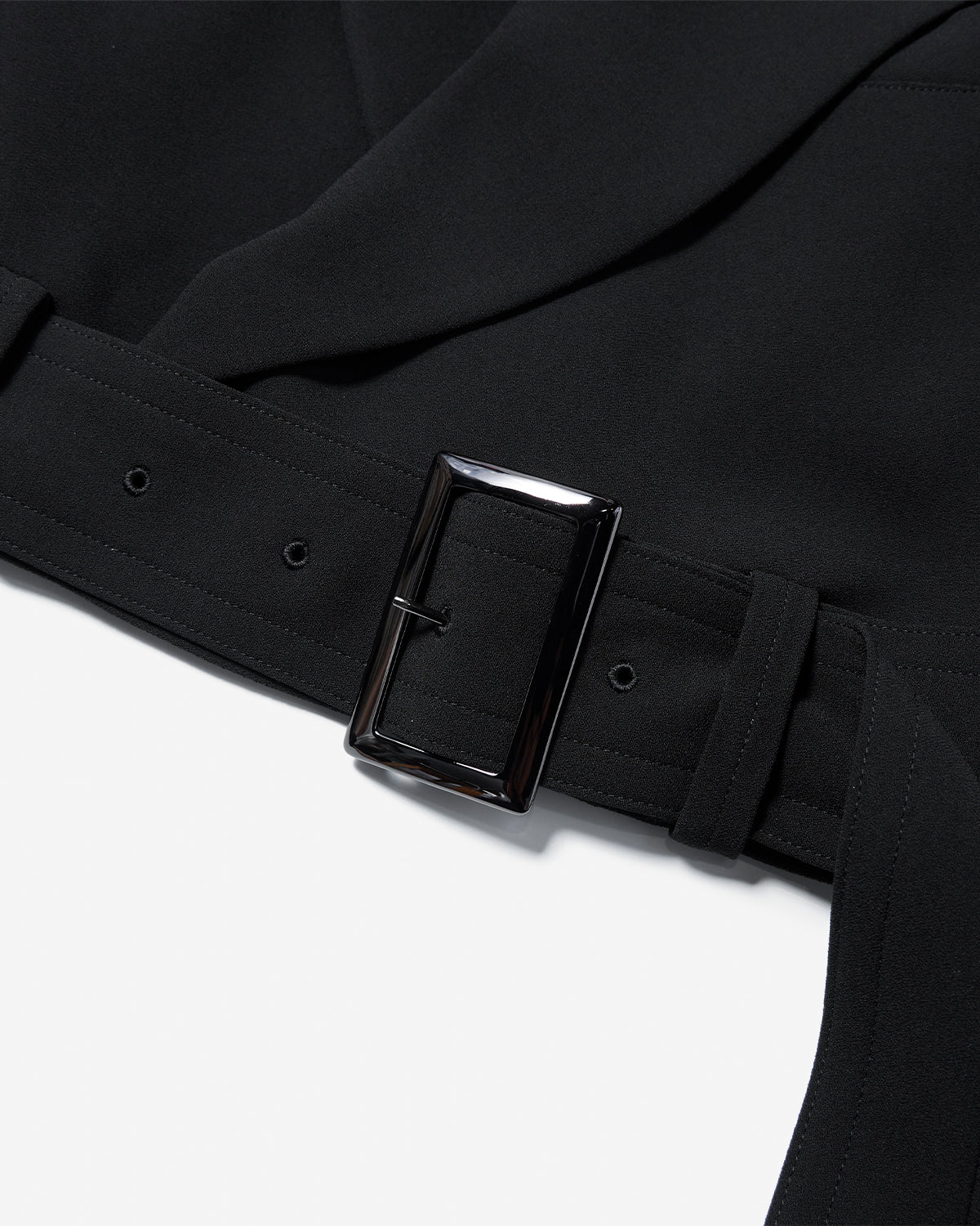 Cropped Belt Jacket - Black