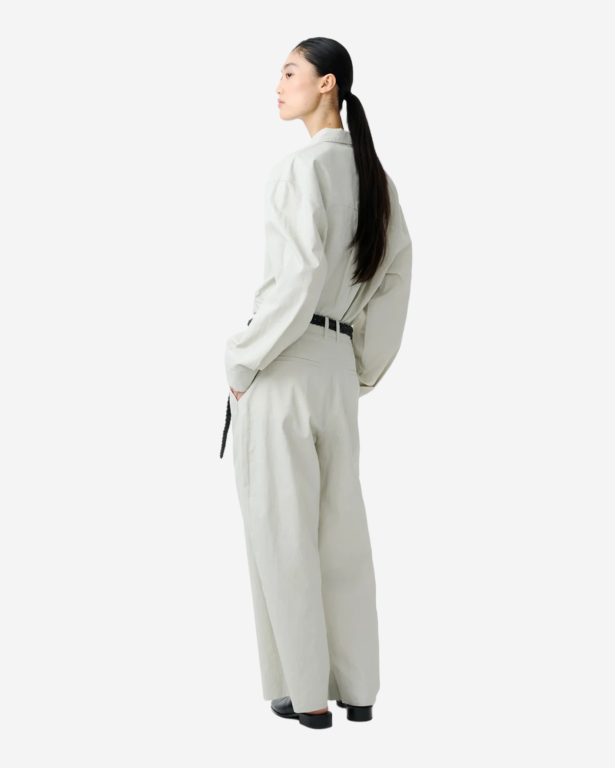 Minos - Single Pleat Curved Leg Pant - Bone