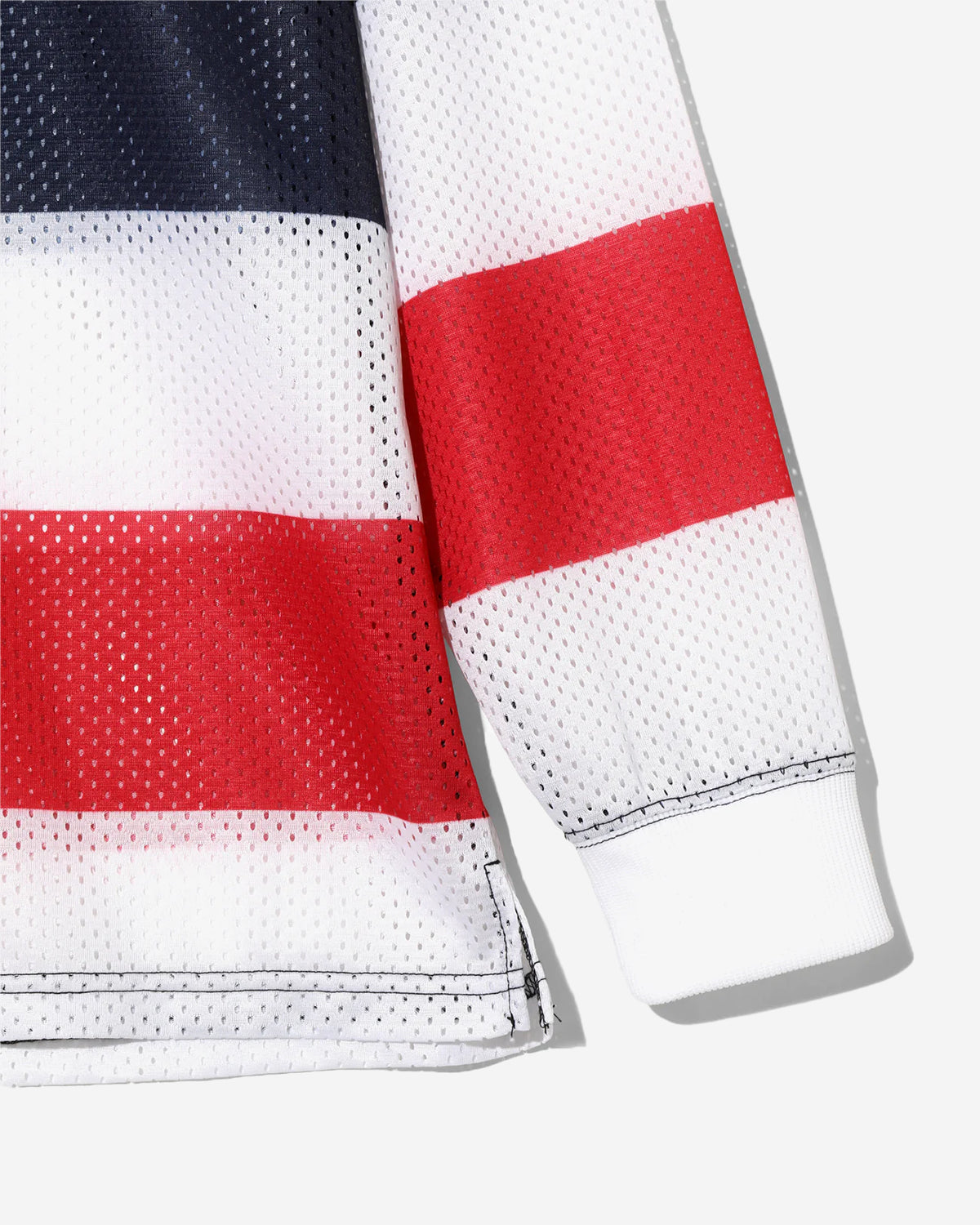 L/S Mock Neck Tee - Stripe Mesh - Tricolour