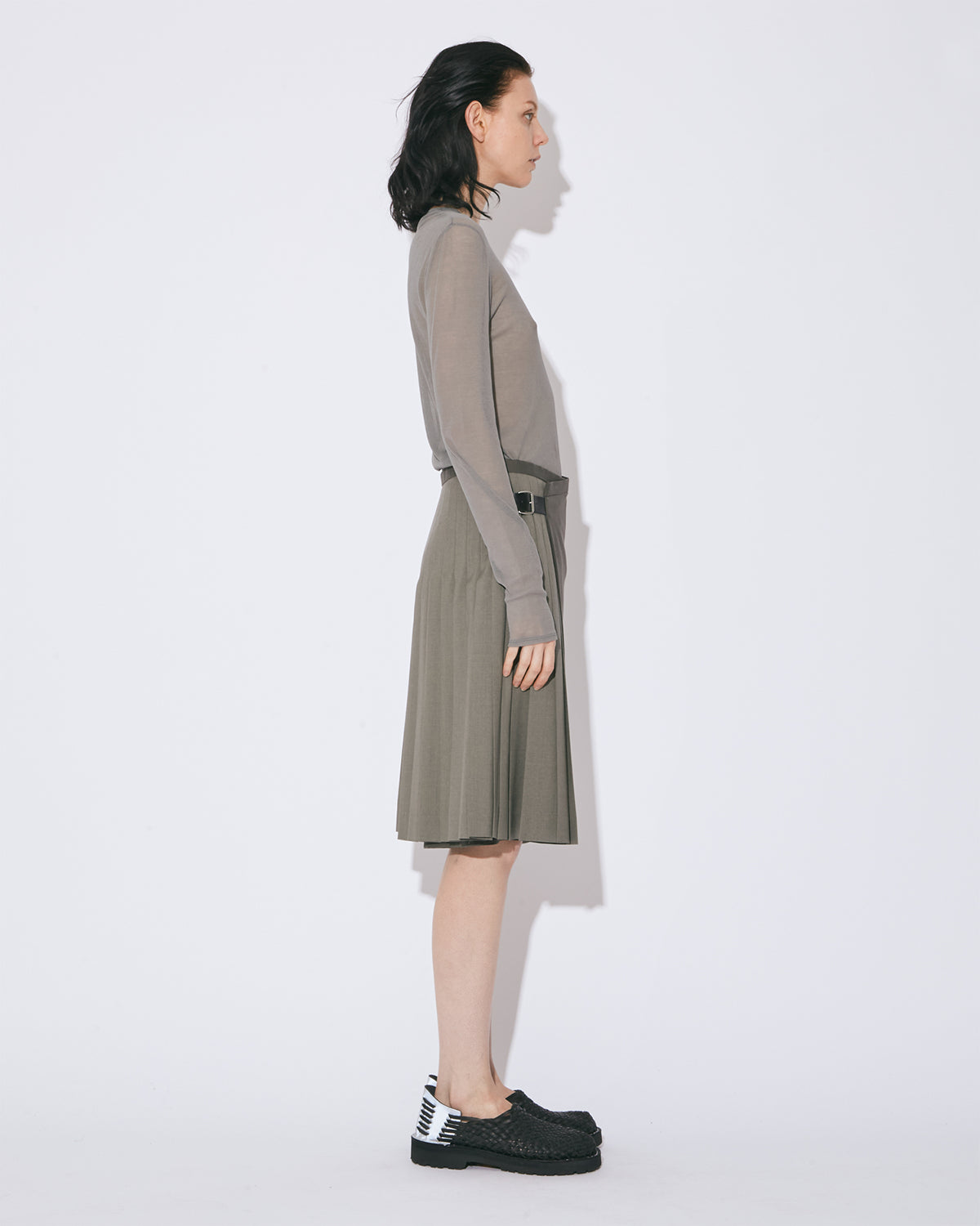 Light Wool Tropical Uniform Kilt Pants - Olive