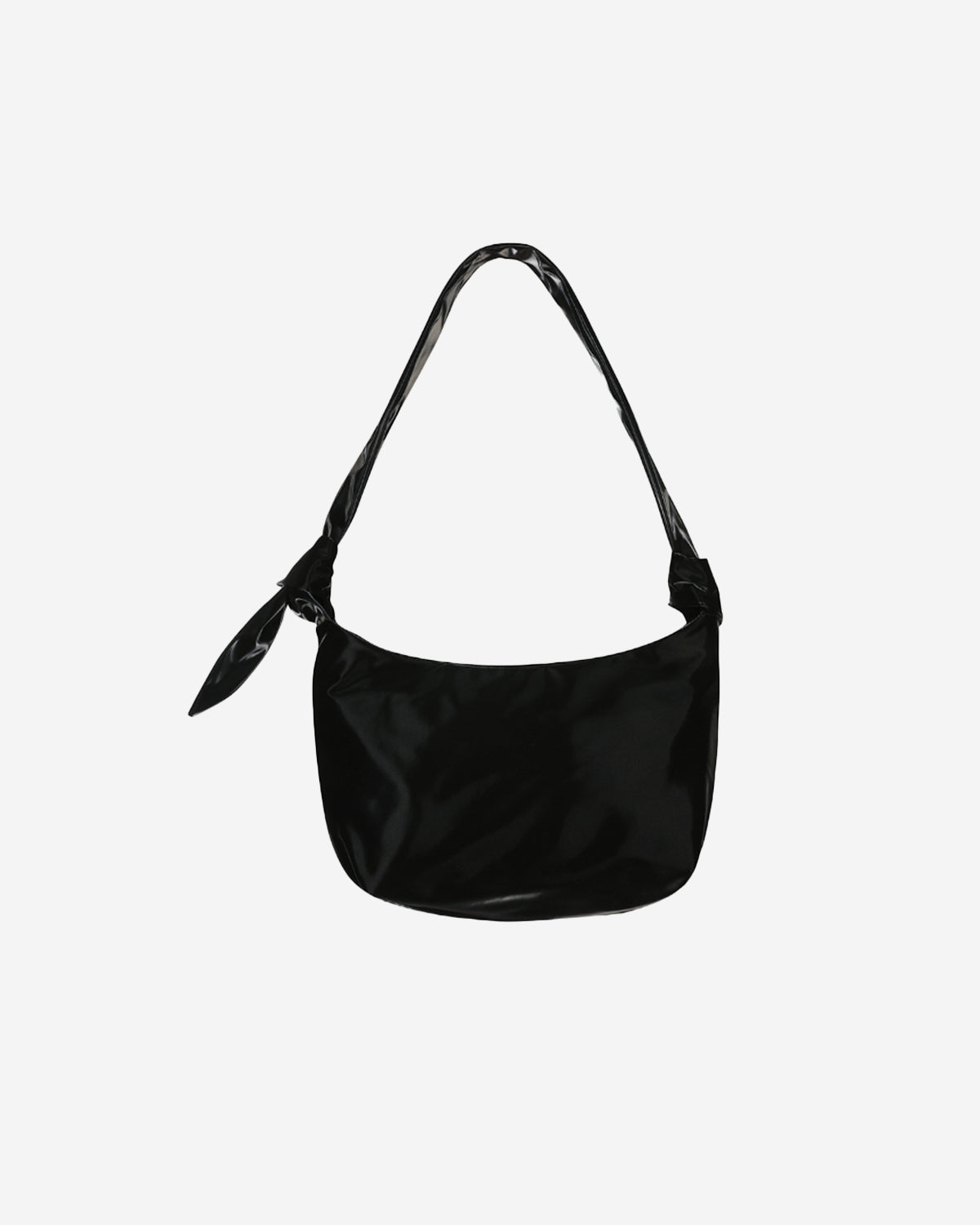 Glossy Halfmoon Cross Bag - Black