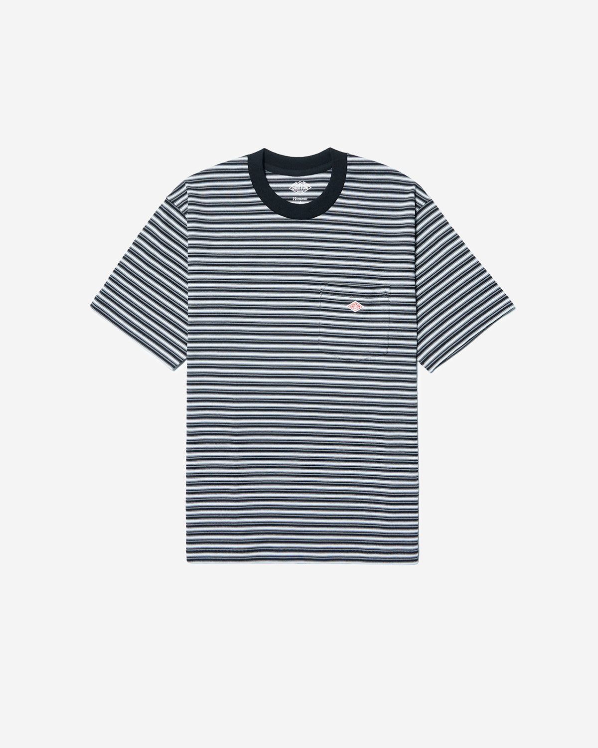 Mens Short Sleeve Pocket T-shirt Stripe - Charcoal×Black Multi