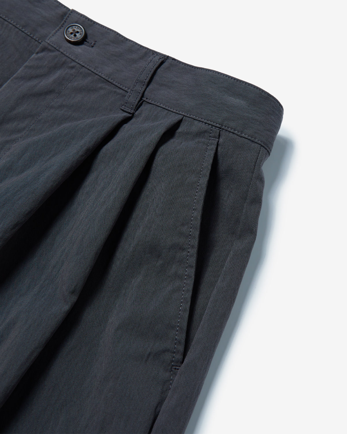 Mens CN Twill Double Pleated Easy Pants - Charcoal