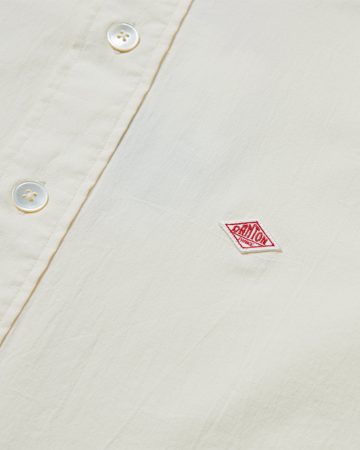 Womens Cotton Poplin Band Collar Shirt - Ivory