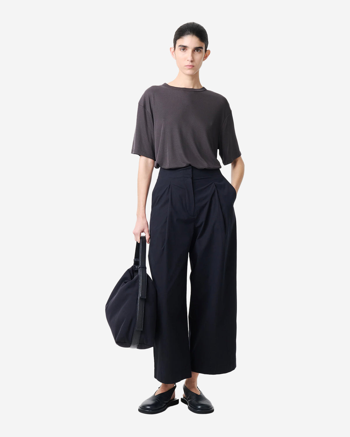 Dordoni - Pants - Deep Pleat Volume Ankle Crop - Dark Navy