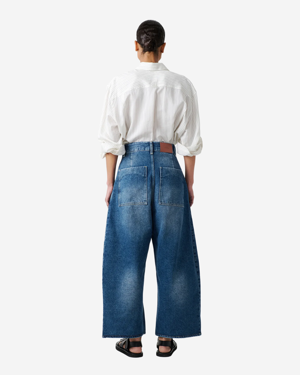 Chalco - Wide Crop Pant - Worn Wash Indigo