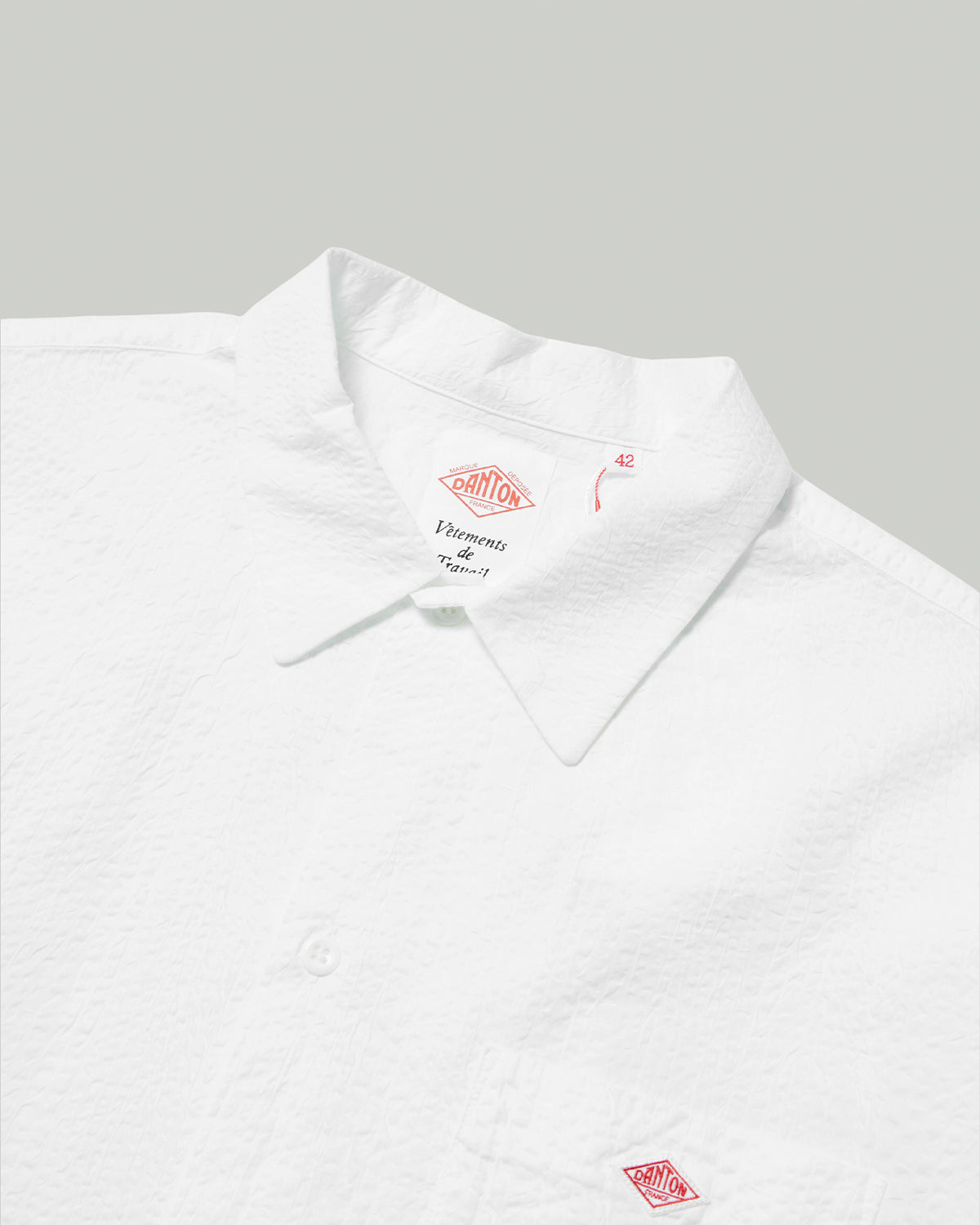 Mens Seersucker Short Sleeve Work Shirt - Off White