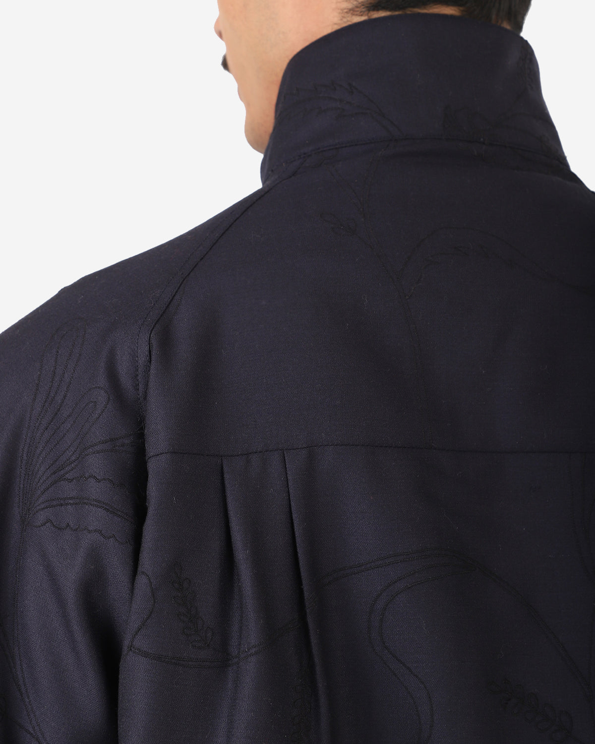 Stanley - Raglan Sleeve Lined Jacket With Two Way Zip - Wool Navy