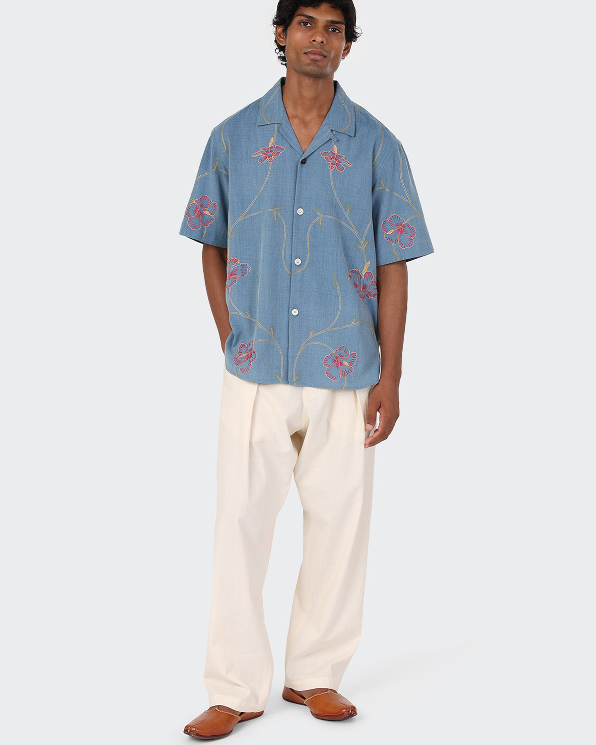 Ronen - Over Sized Camp Collar SS Shirt - Light Indigo