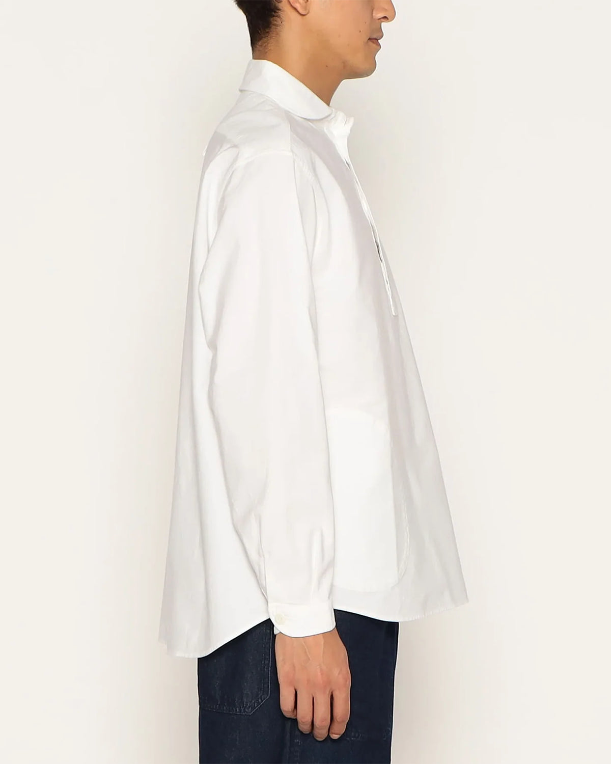 Mens Oxford Round Collar Pullover Shirt - White