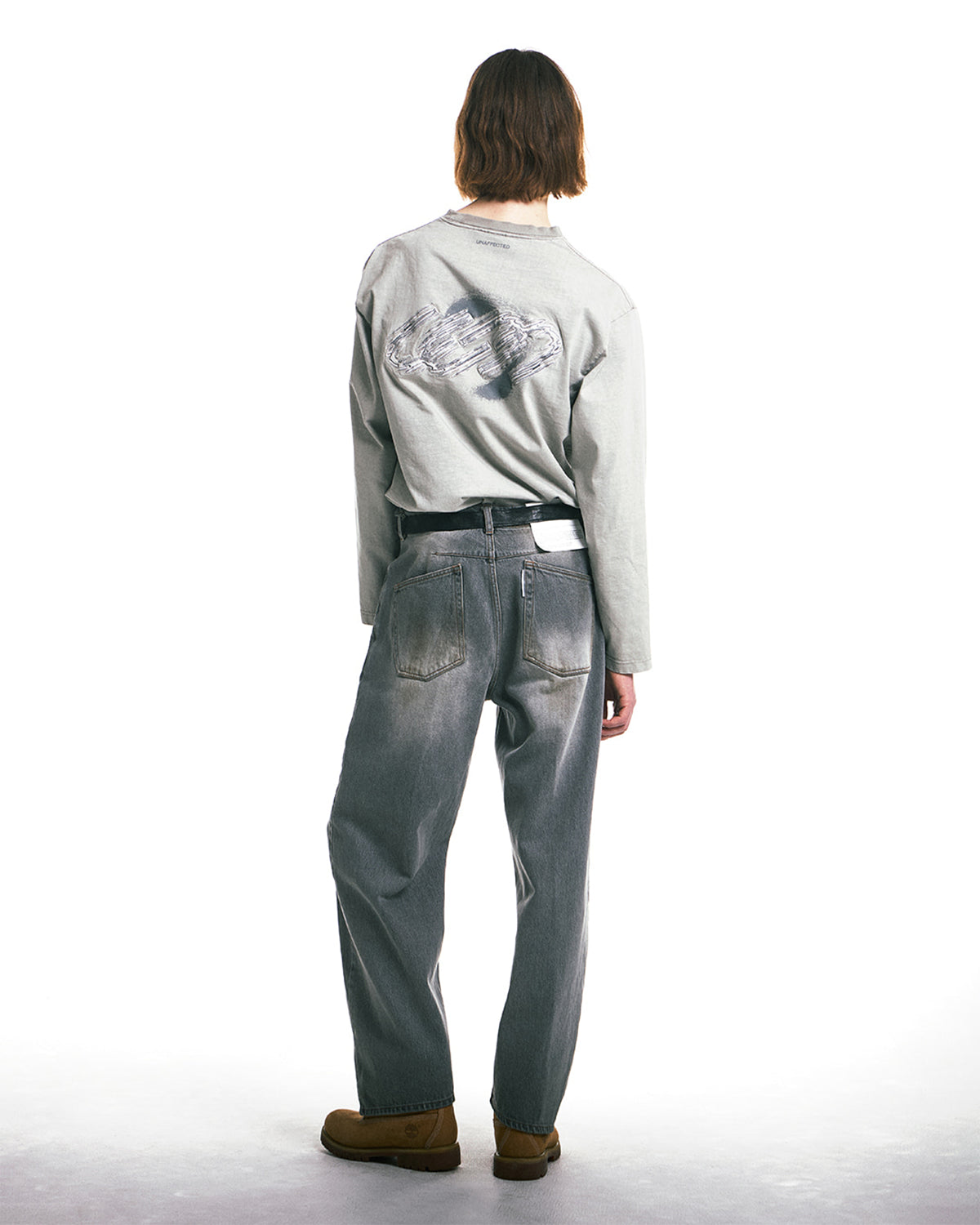 Curved Wide Denim - Dusty Grey