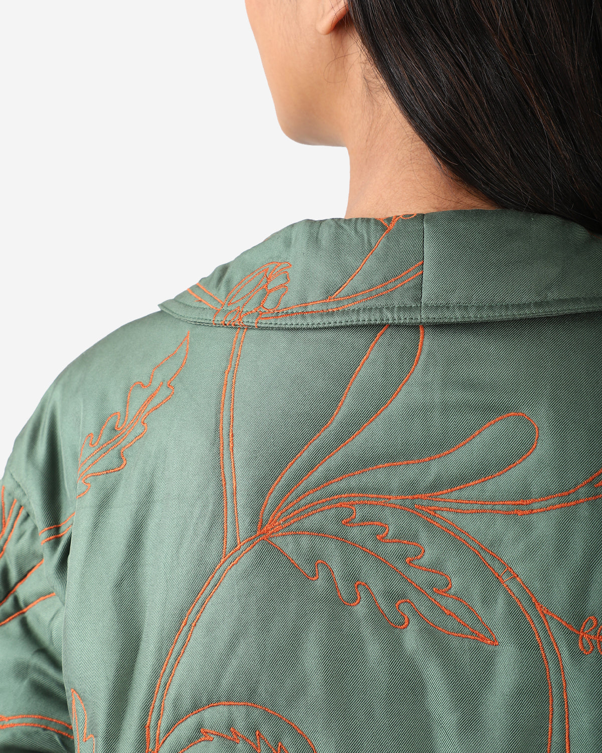 Evora - Vintage Inspired Workwear Cropped Quilted Jacket - Silk Green