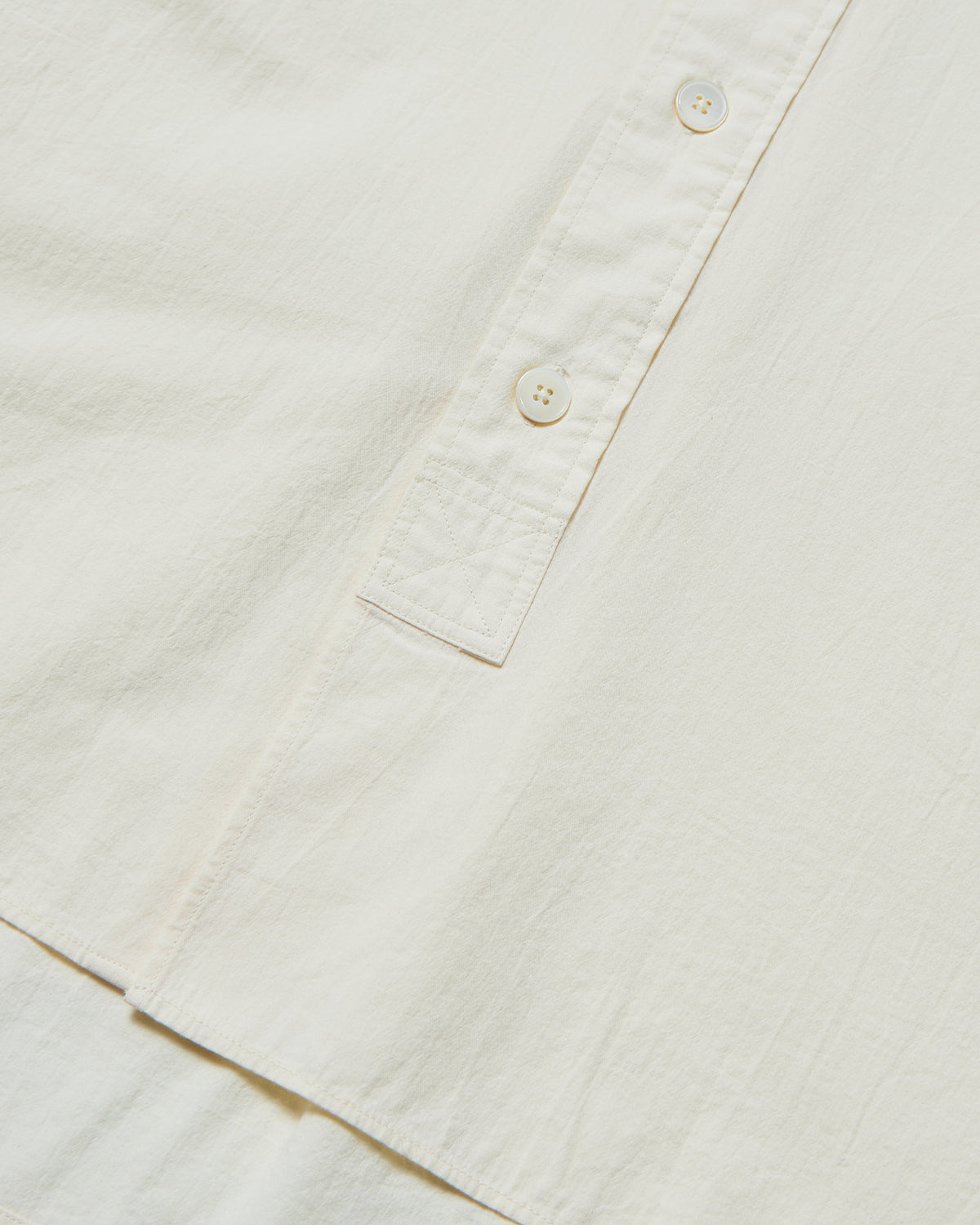 Womens Cotton Poplin Band Collar Shirt - Ivory