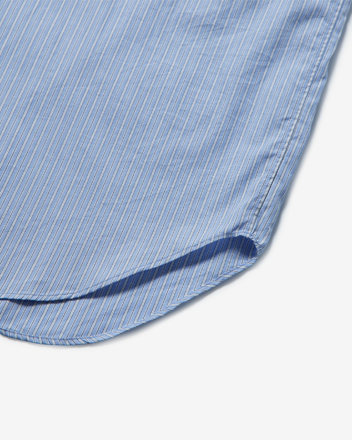 Womens Poplin Band Collar Tunic Shirt - Sax Blue Stripe