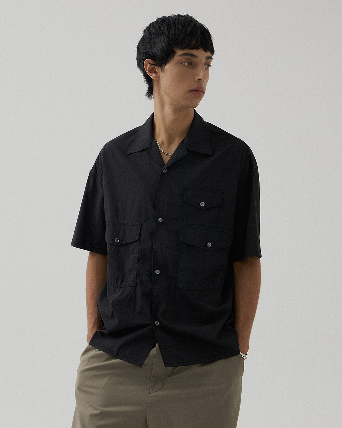 3P Fisherman Half Shirt - Black
