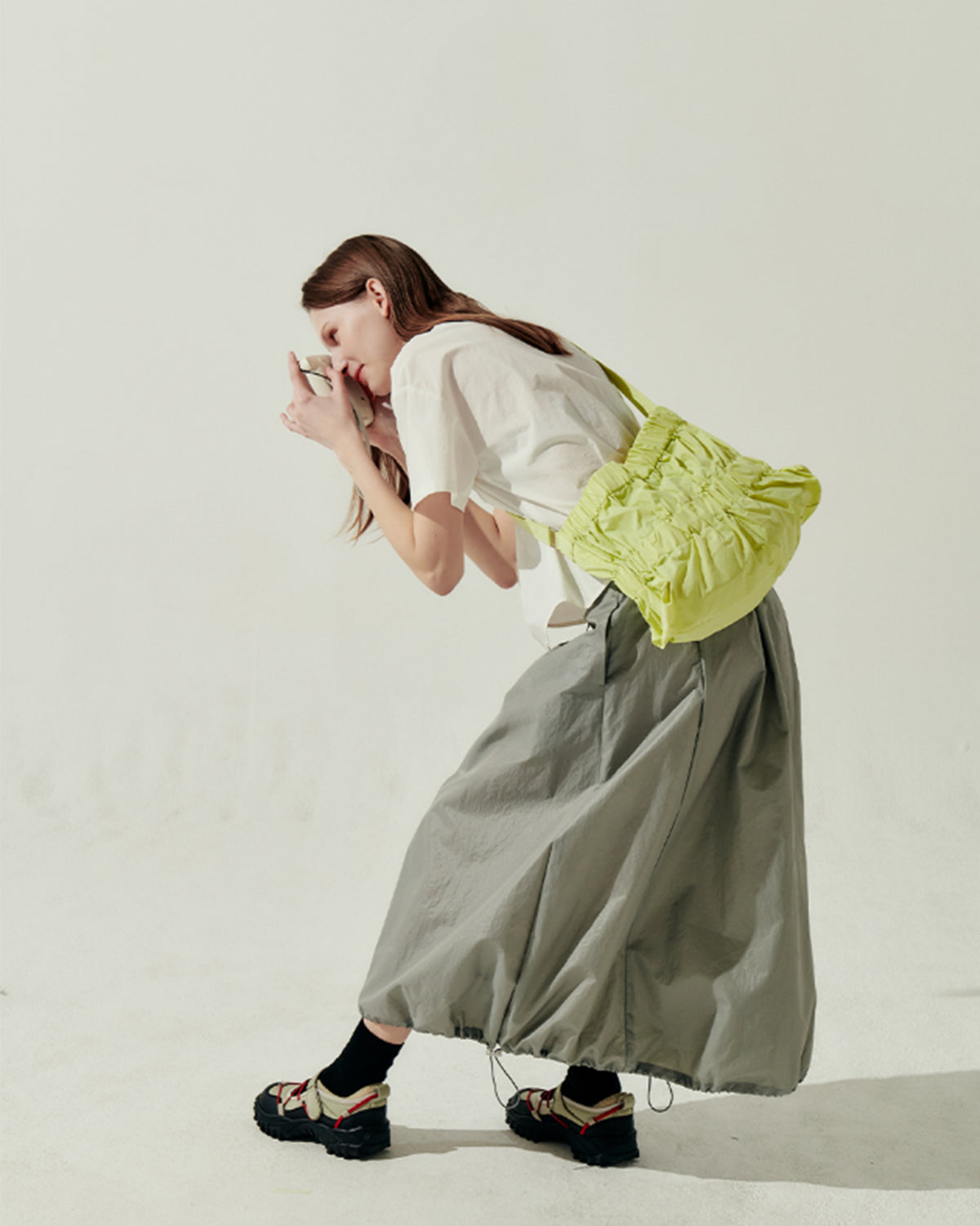 M Tiered Cross Bag - Lime Lemon