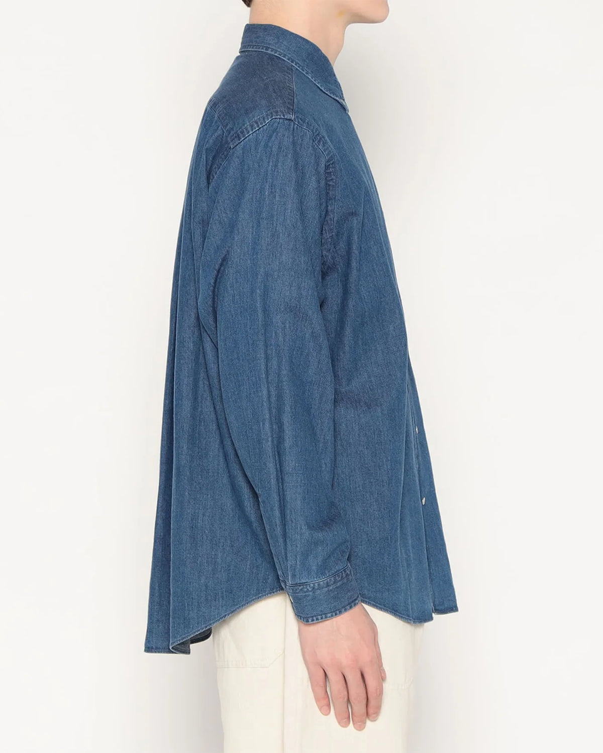 Mens Denim Dungaree Button-Down Shirt - Light Indigo