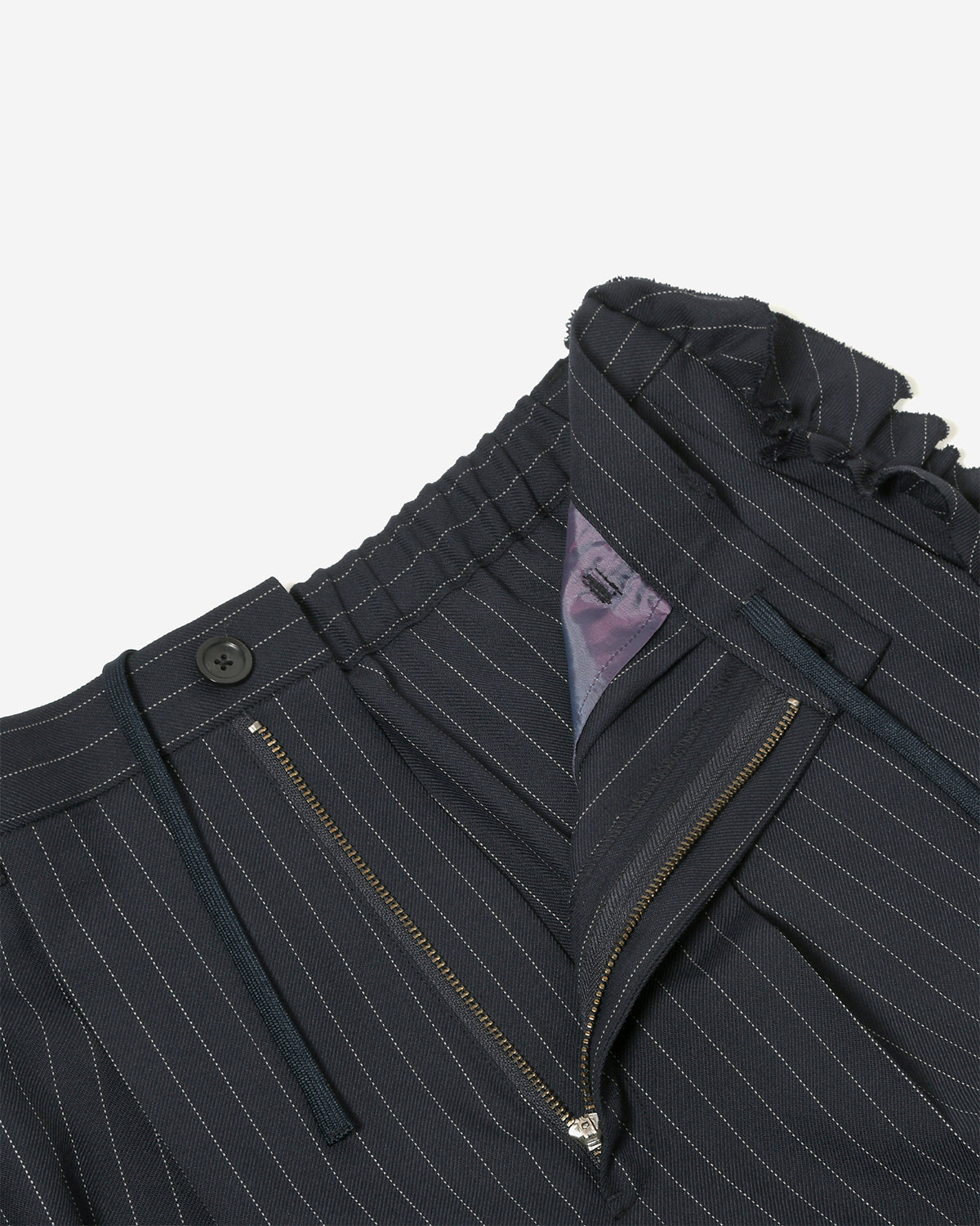 Three Quarters Frill Side Pant - Gabardine - Navy