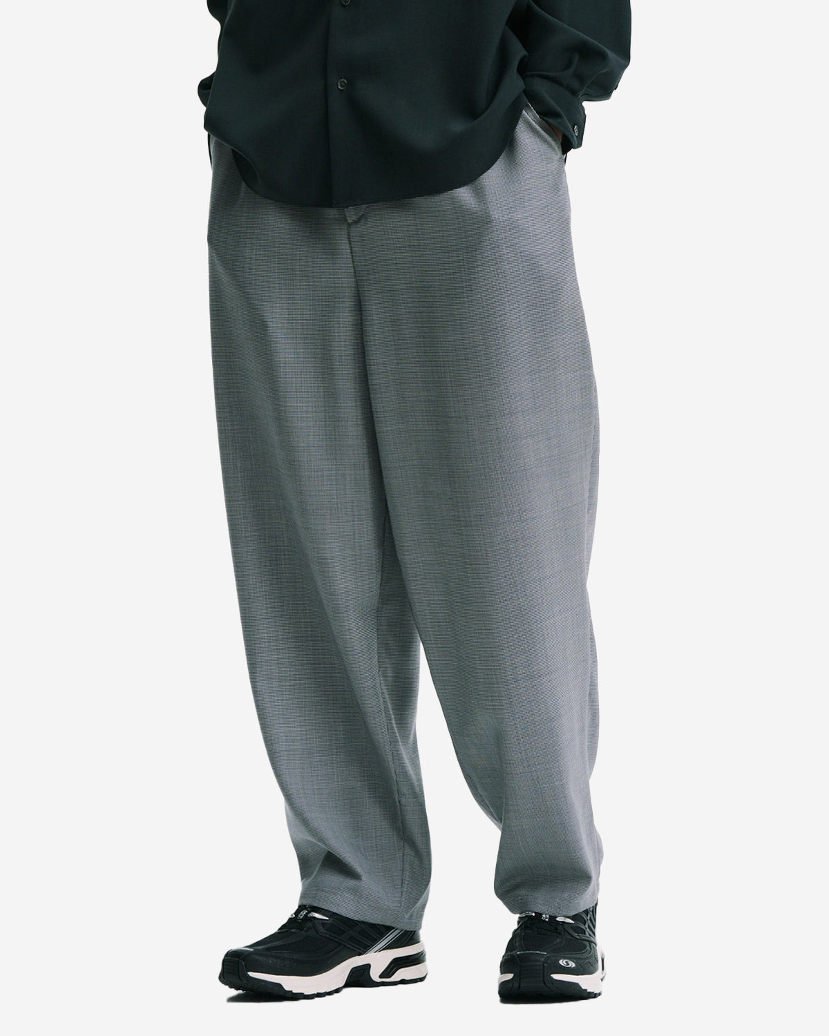 Washable Summer Wool Tapered Bold Pants - Hounds Tooth