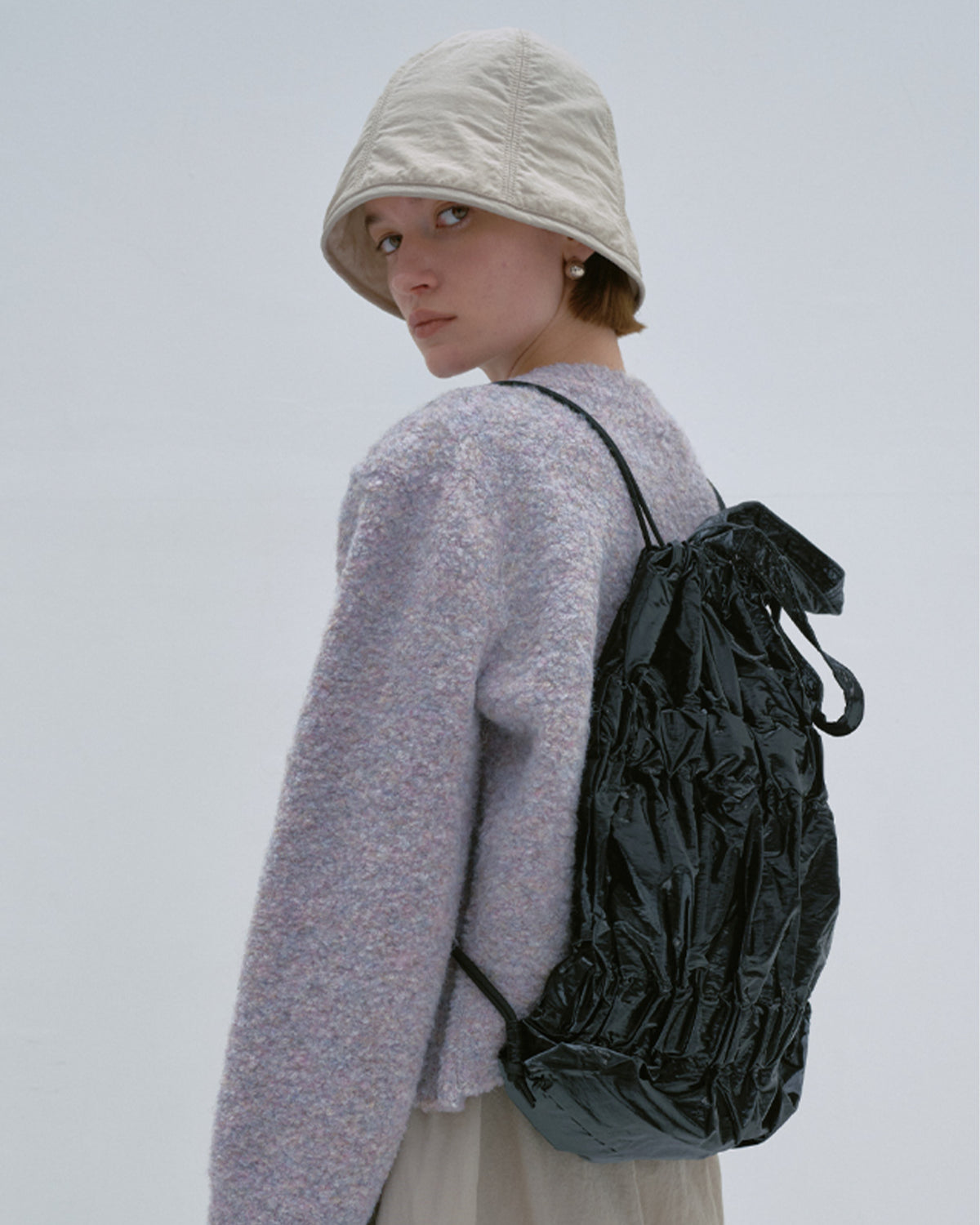 Tiered Banding Backpack - Glossy Black